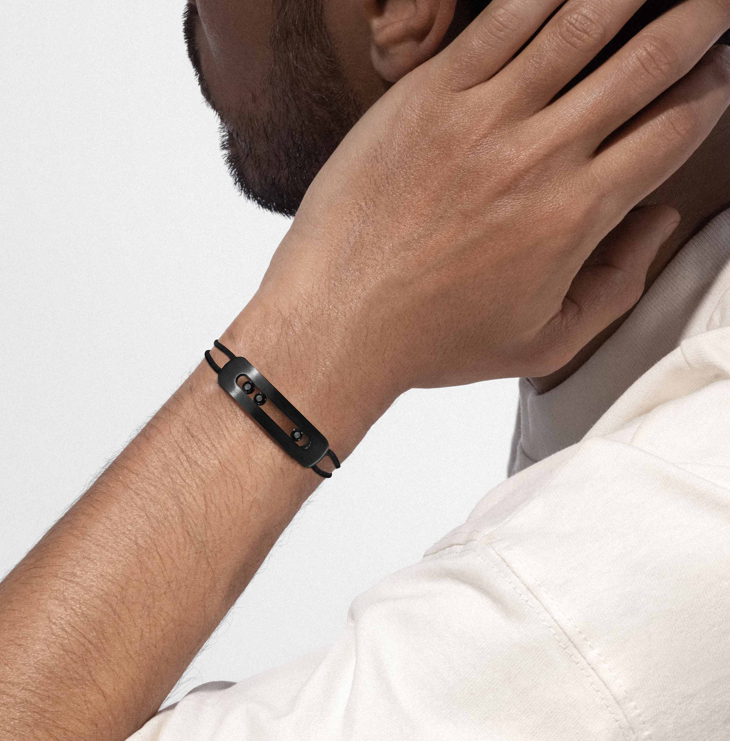 Move Titanium XL Diamond Cord Bracelet in Black Titanium | Messika