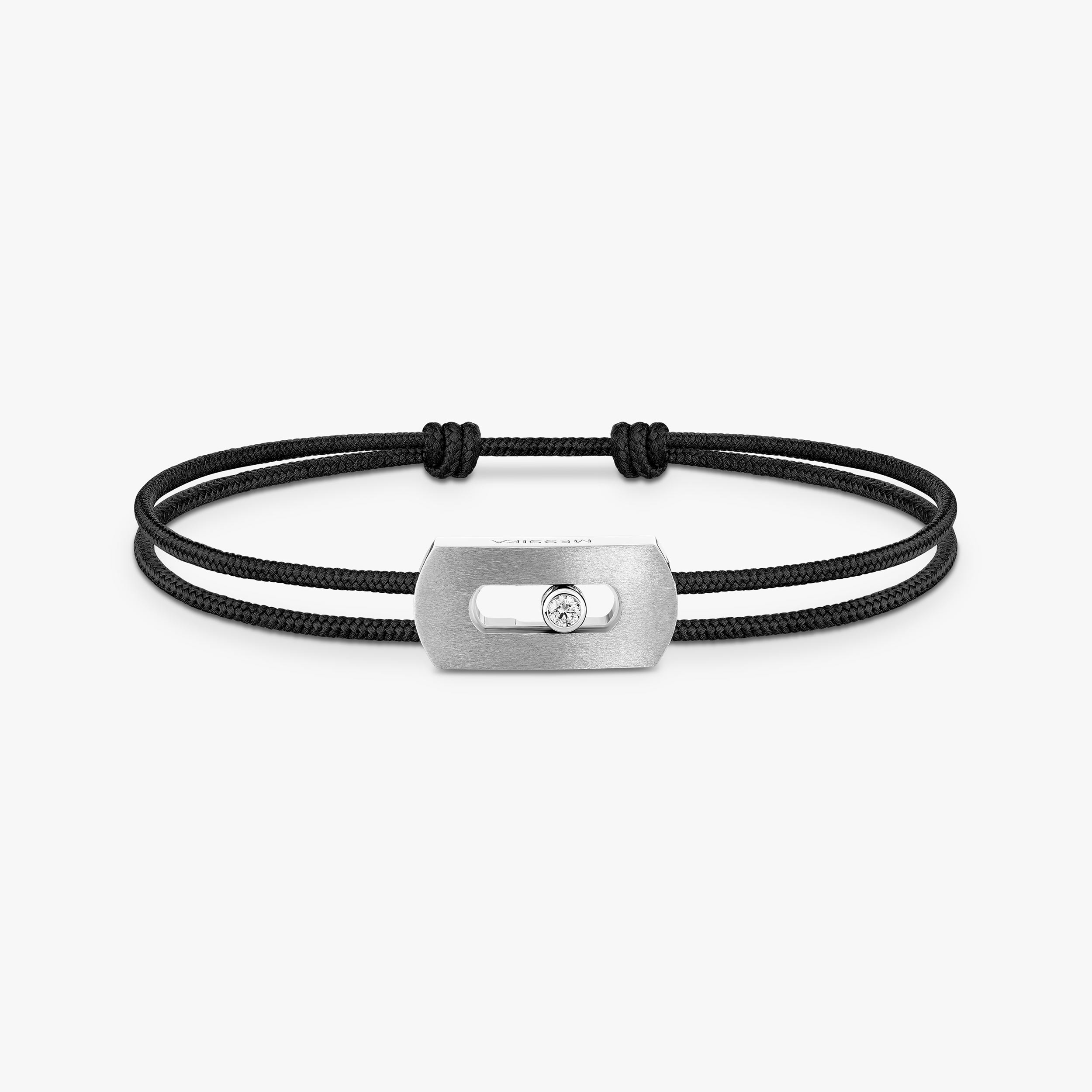 Move Titanium Diamond Black Cord Bracelet in Natural Titanium