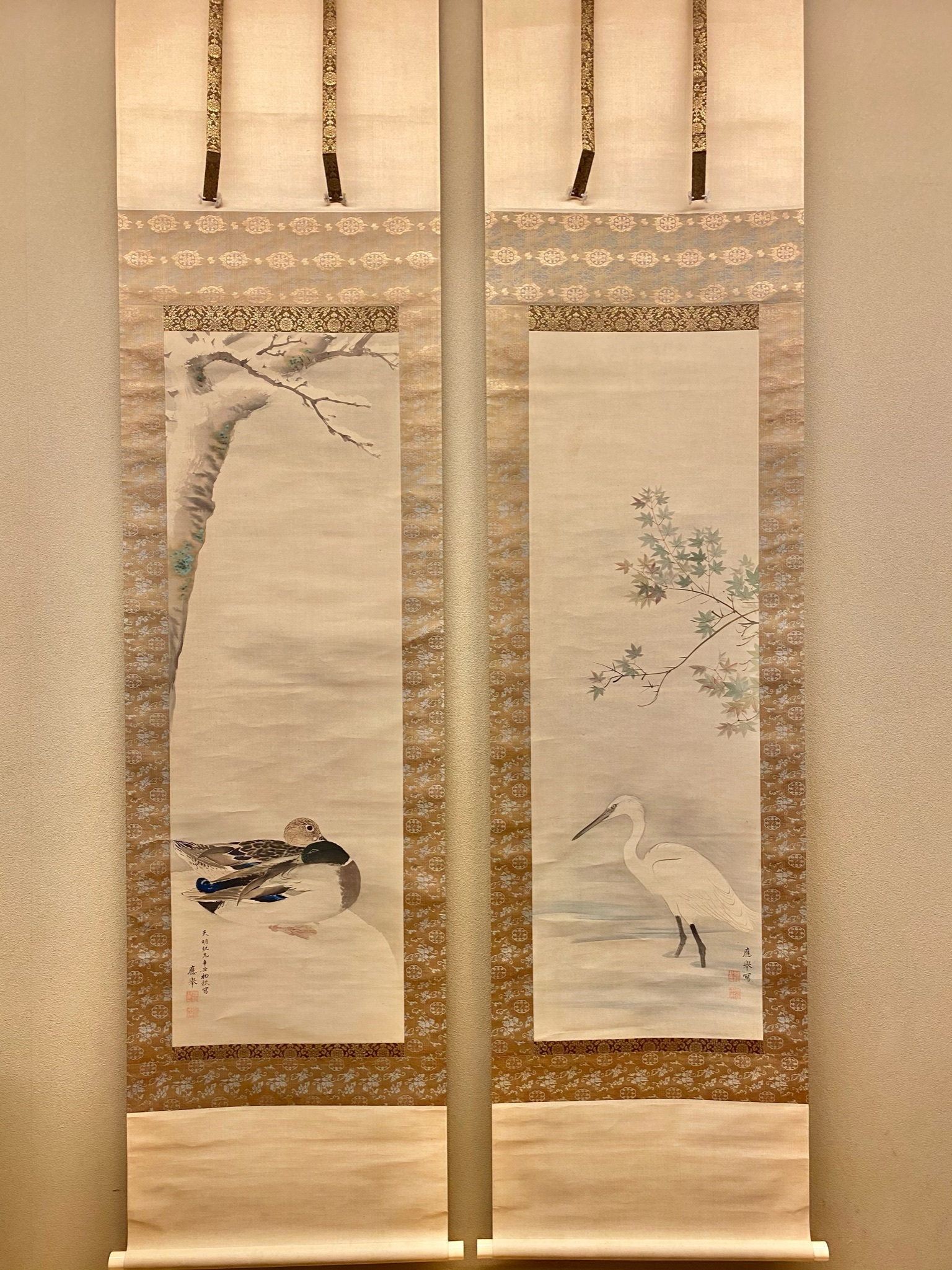 円山応挙 鴨鷺 双幅｜古美術・掛け軸の販売・買取・鑑定-松本松栄堂