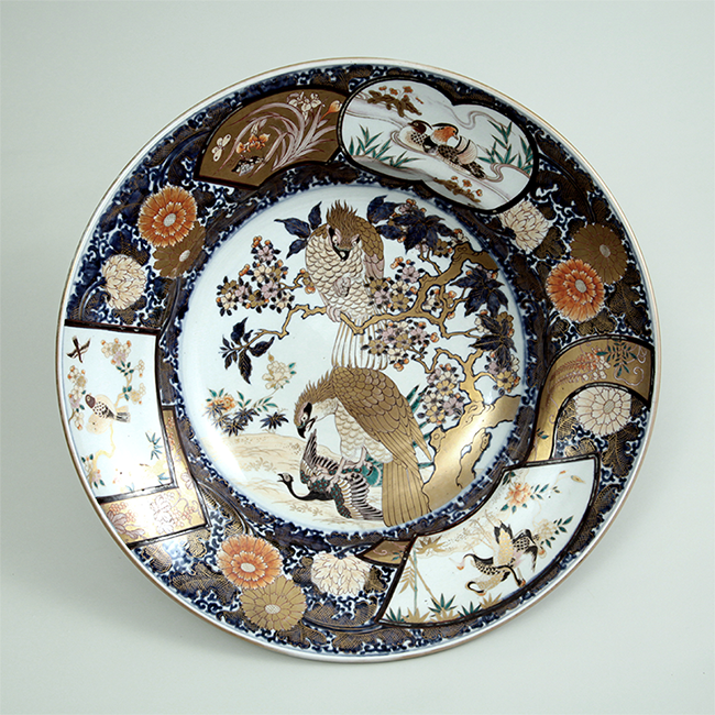 伊万里金襴手馬図変形皿 江戸 古伊万里 金直し R0917w1ダH 伊万里金襴