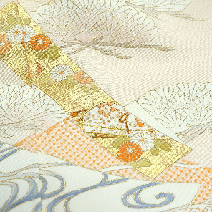 一流染匠 菱健 京友禅訪問着【四季花と短冊】 [241124-ho-1