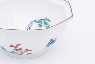 柿右衛門色絵鹿ニ鳳凰文八角鉢 | 商品詳細 東洋古陶磁の前坂晴天堂