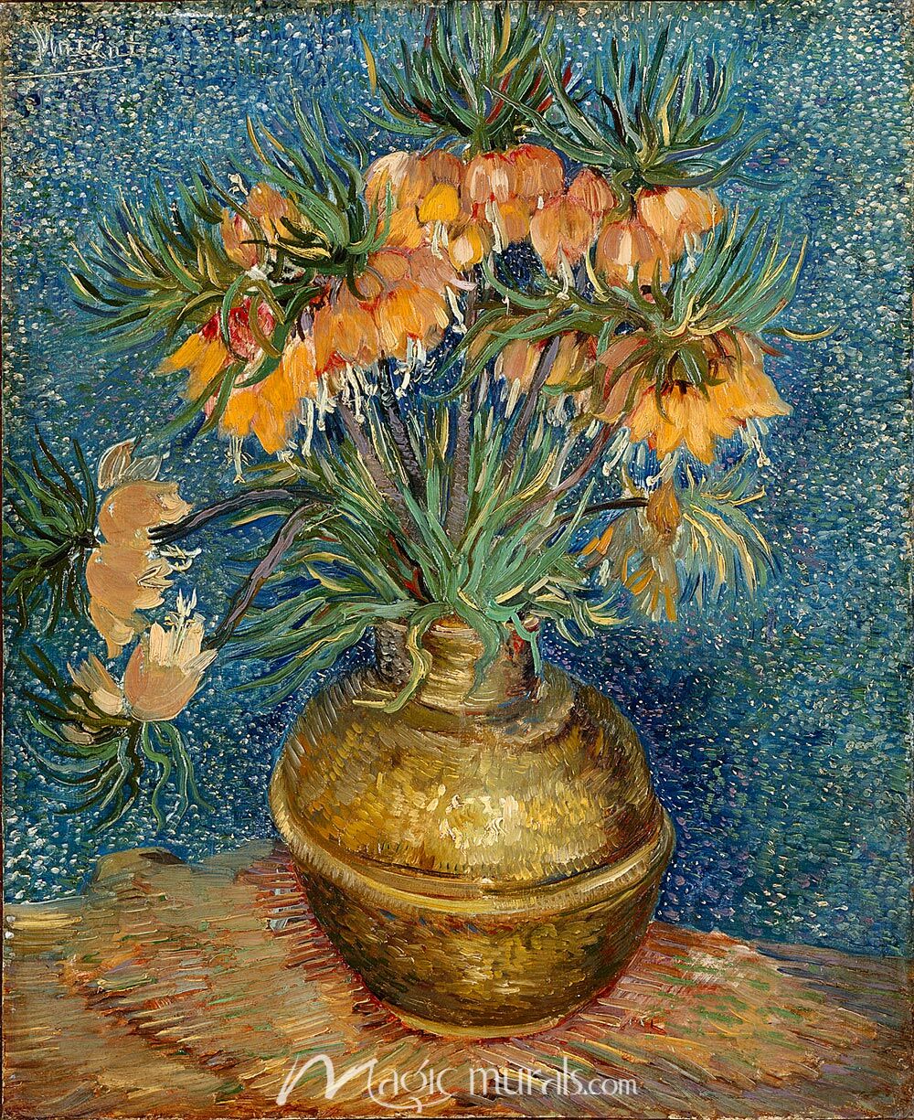 Imperial Fritillaries in a Copper Vase Mural by Magic Murals