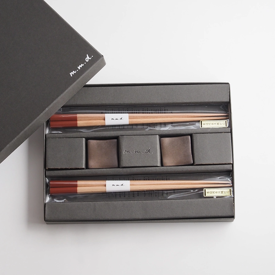 六角箸 + 箸置きセット / lanz m.m.d. / ギフトボックス＆熨斗付き