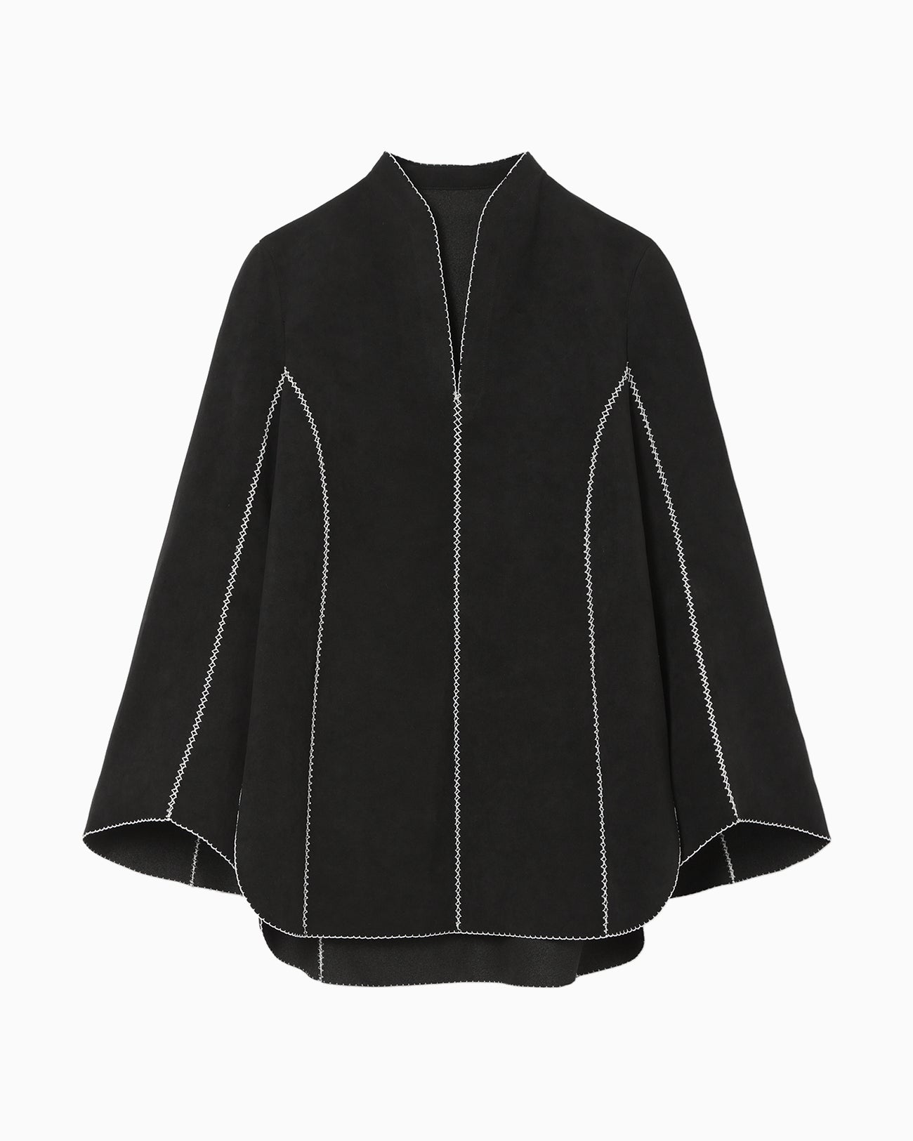 Synthetic Leather Fancy Ftitch Top - black - Mame Kurogouchi