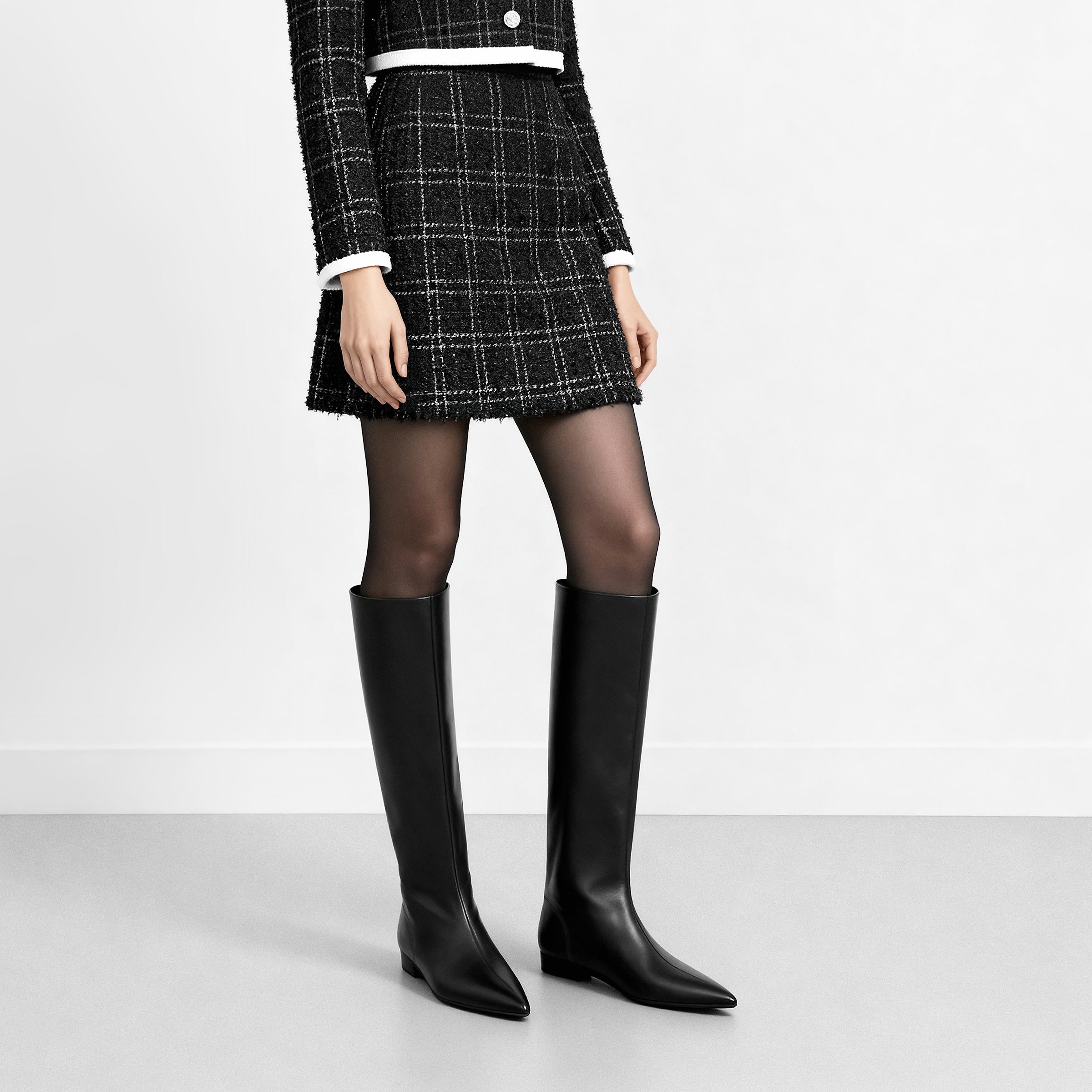 25%OFF：2025AW：ワイドシャフト フラット ロングブーツ（m17059