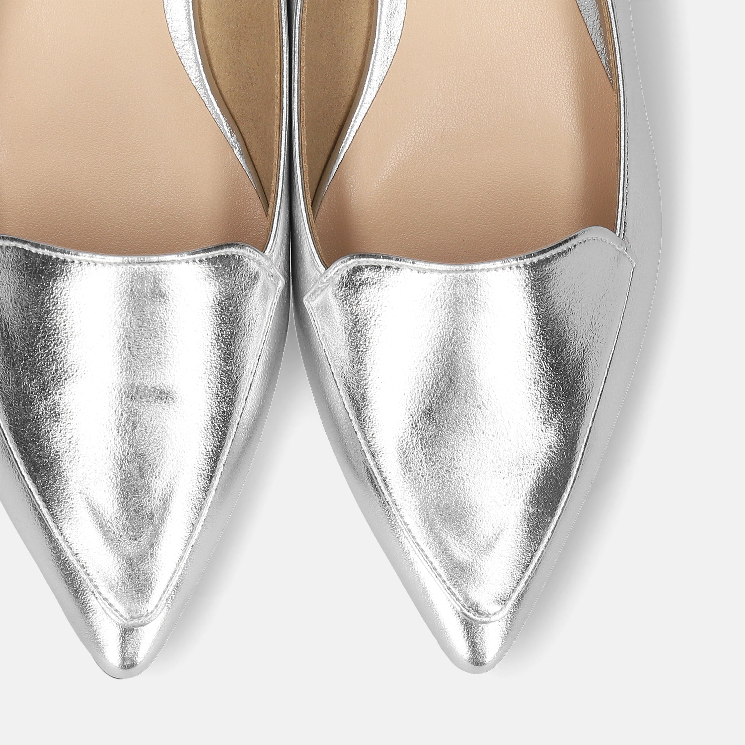 2025AWBI：甲深デザイン フラットシューズ（4767）シルバー – mamian