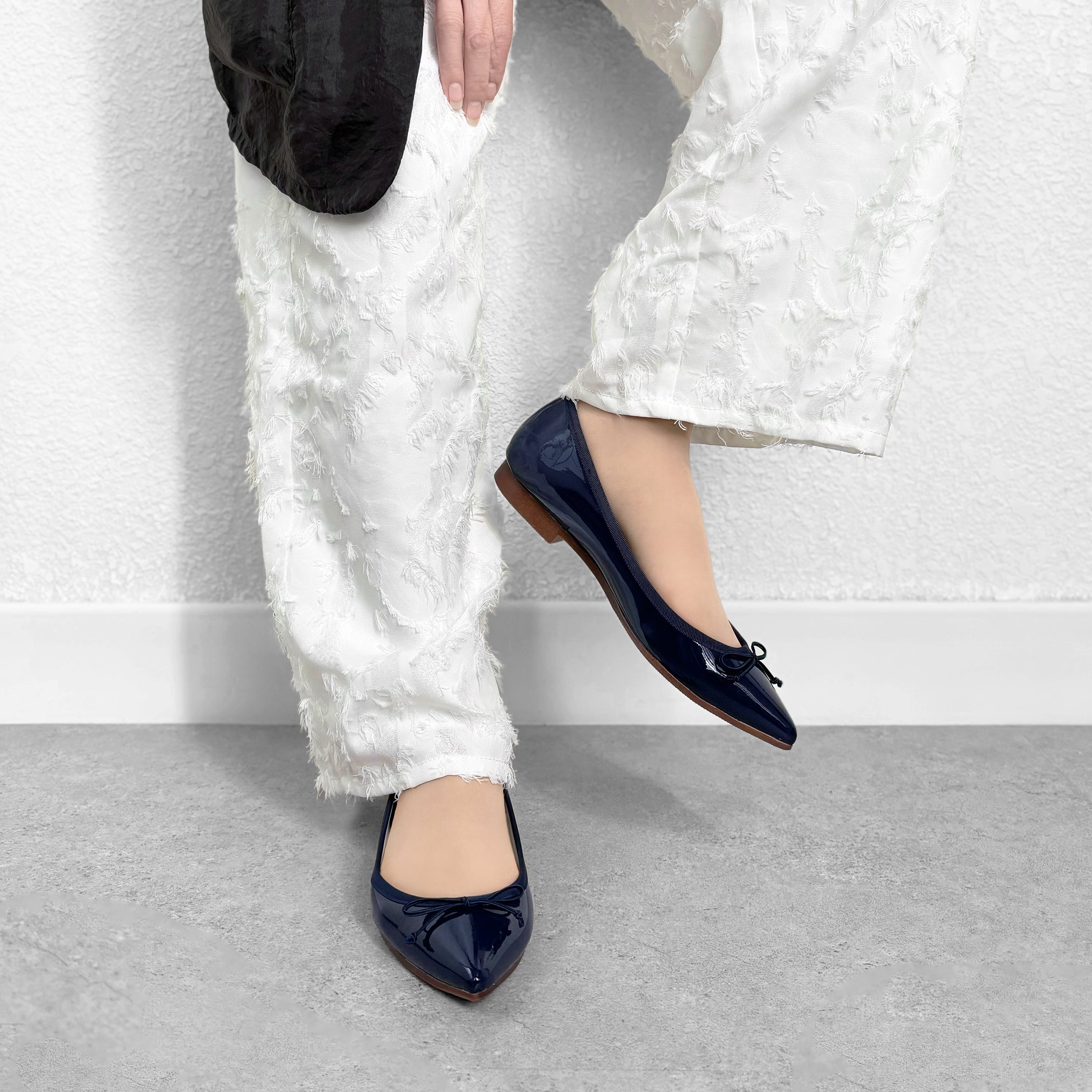 2026SSBI：ポインテッドトゥ フラット バレエシューズ（1333）ネイビー