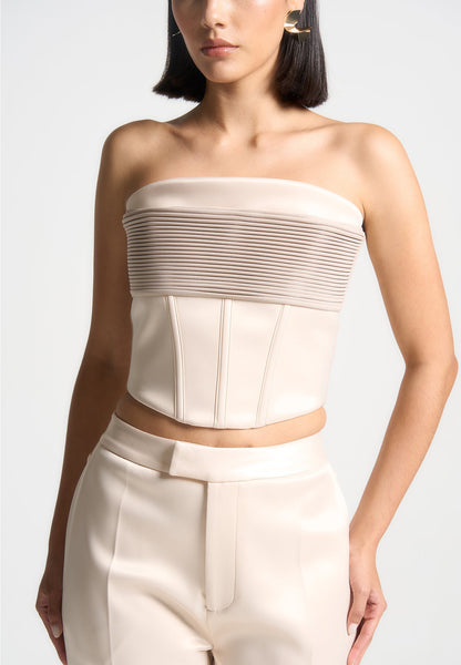 Cora - Satin Pintuck Bandeau Corset Top - Champagne | Manière De Voir