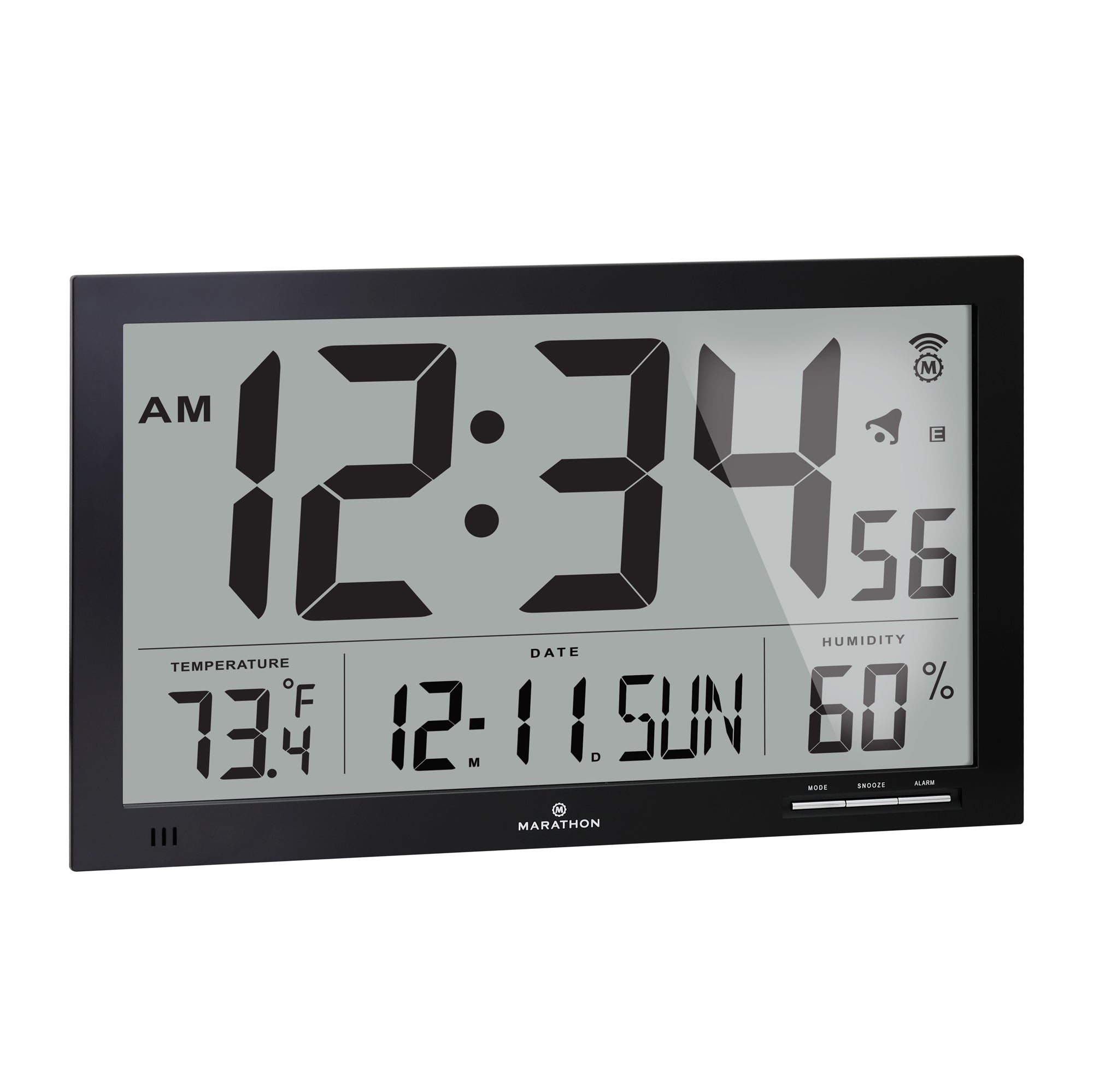 Slim Jumbo Self-Setting Wall Clock with Indoor Temperature