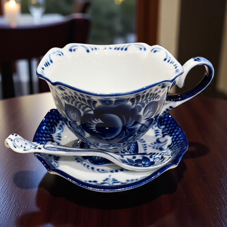 ロシア雑貨店マリンカ / グジェリ陶器 カップ＆ソーサーgz223