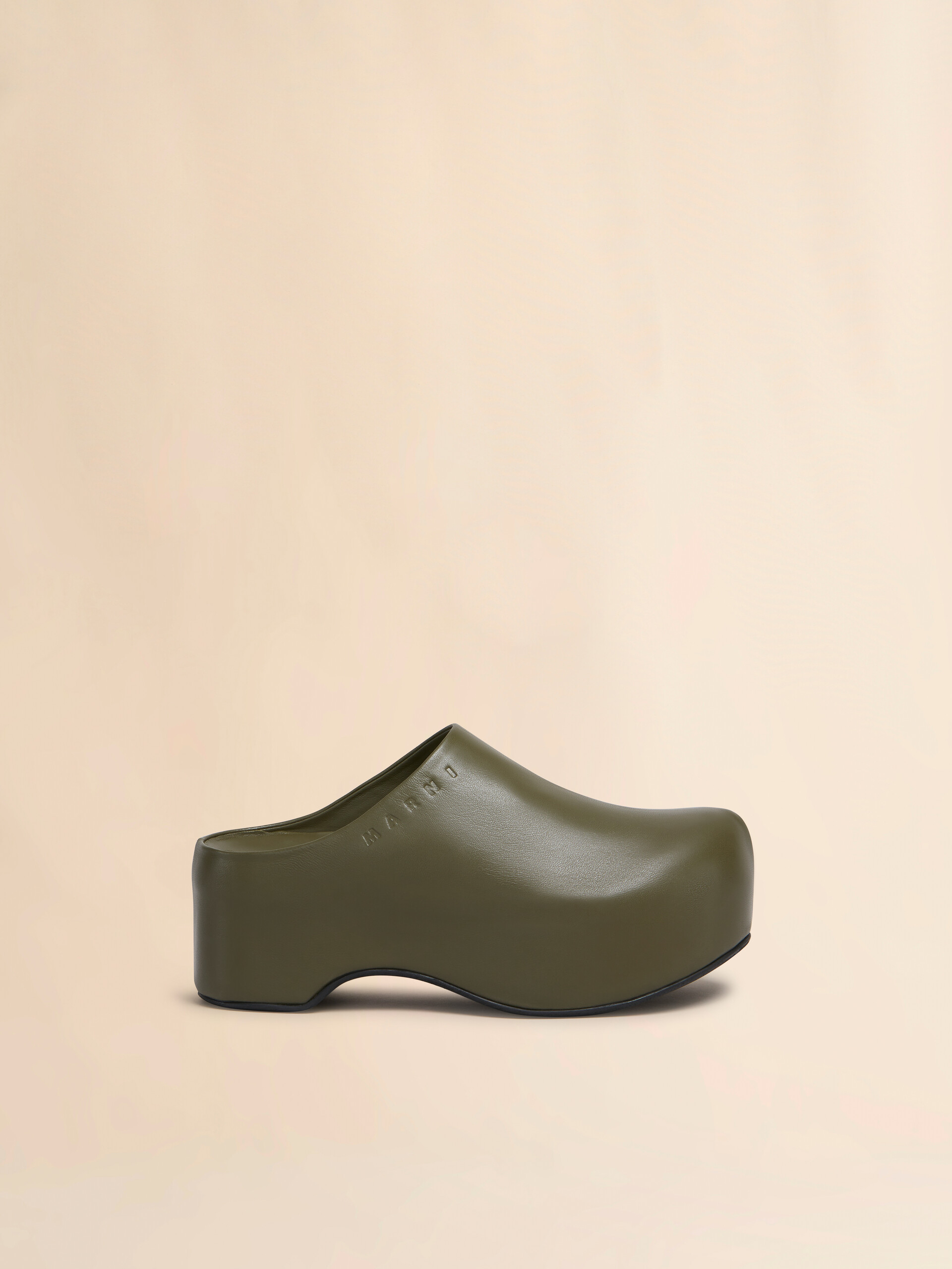 Deep green leather chunky clog sabot | Marni