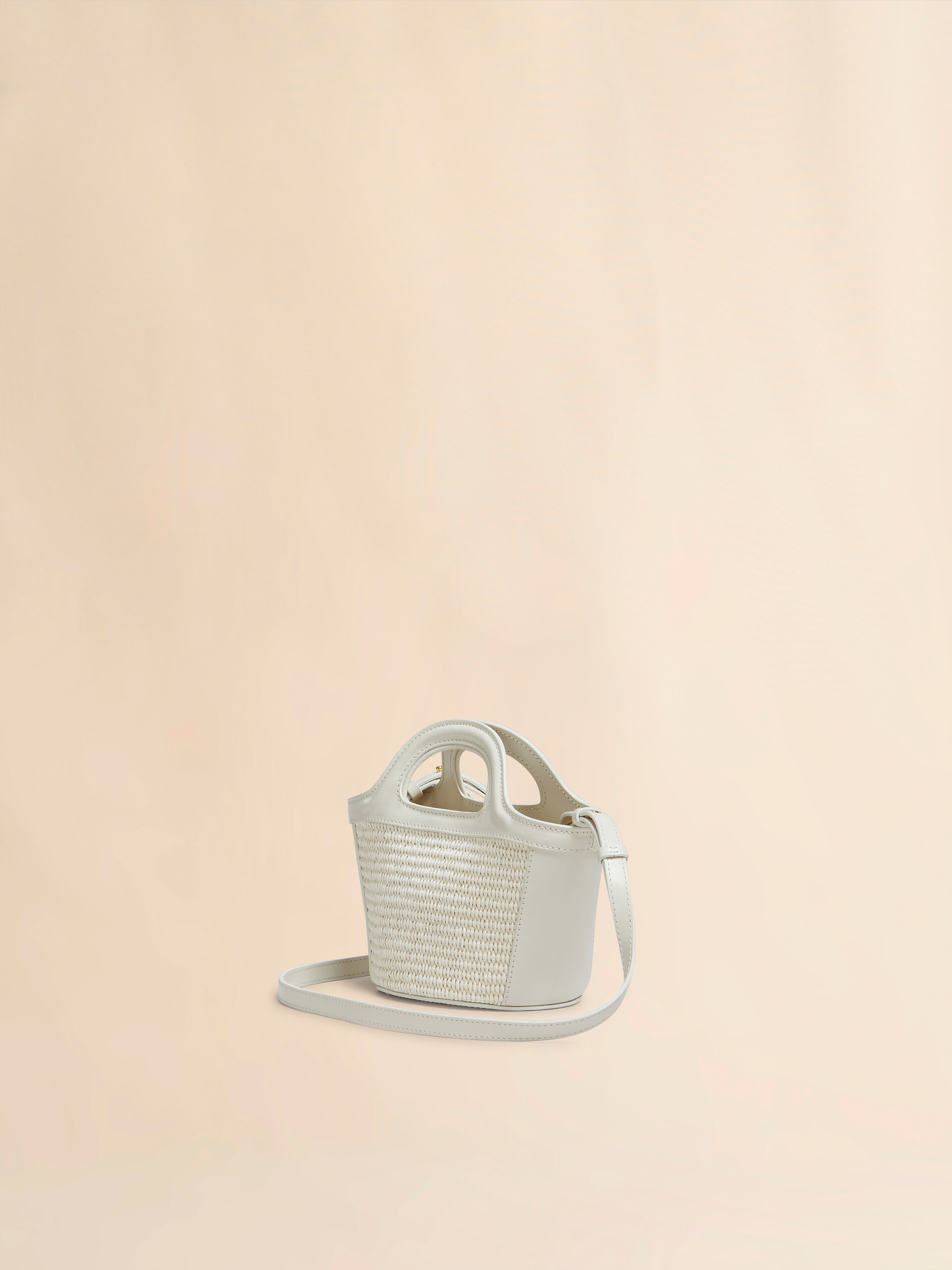 Tropicalia Micro Bag in ivory leather and raffia-effect fabric | Marni