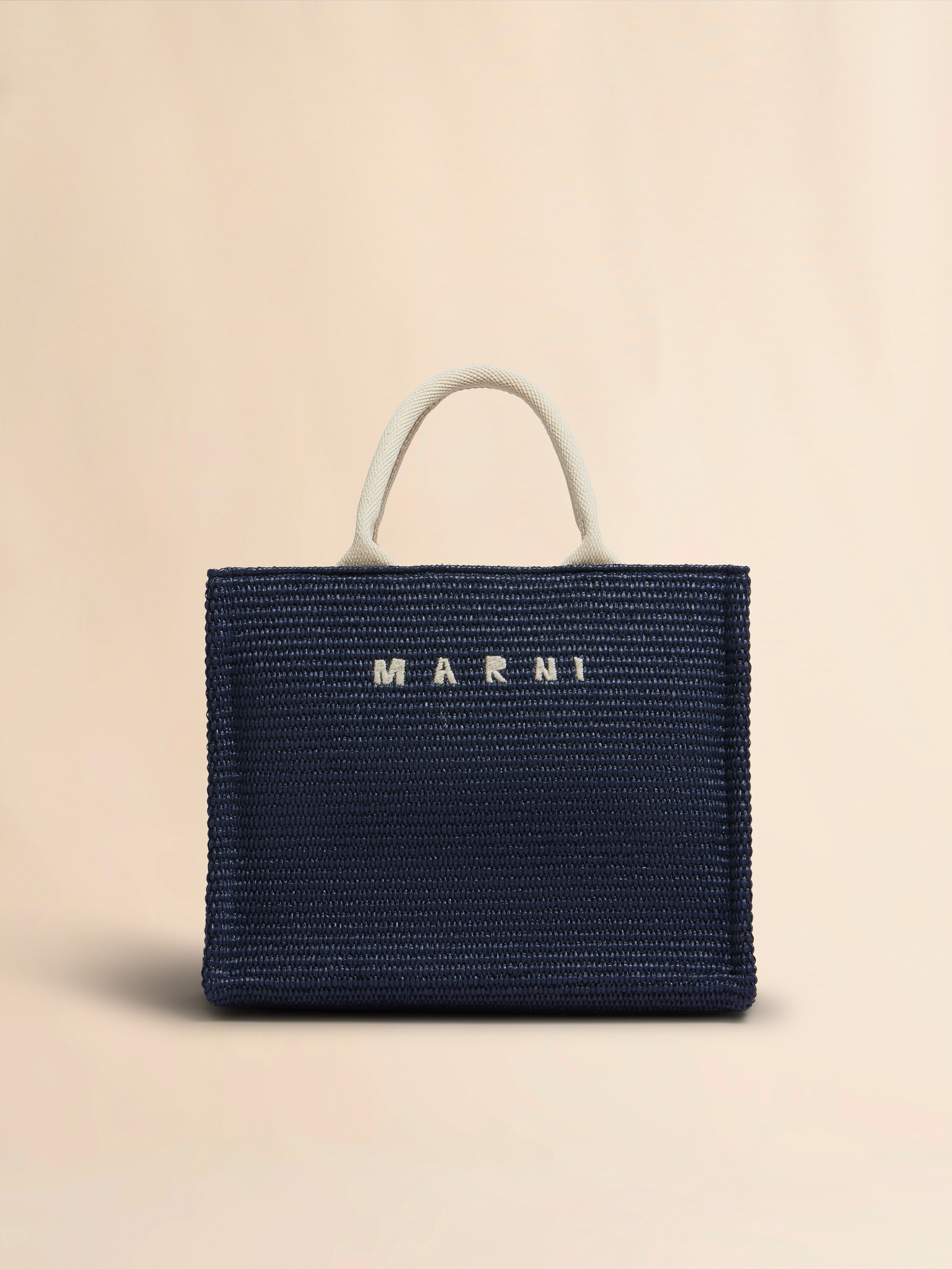Blue raffia-effect Small Tote Bag | Marni