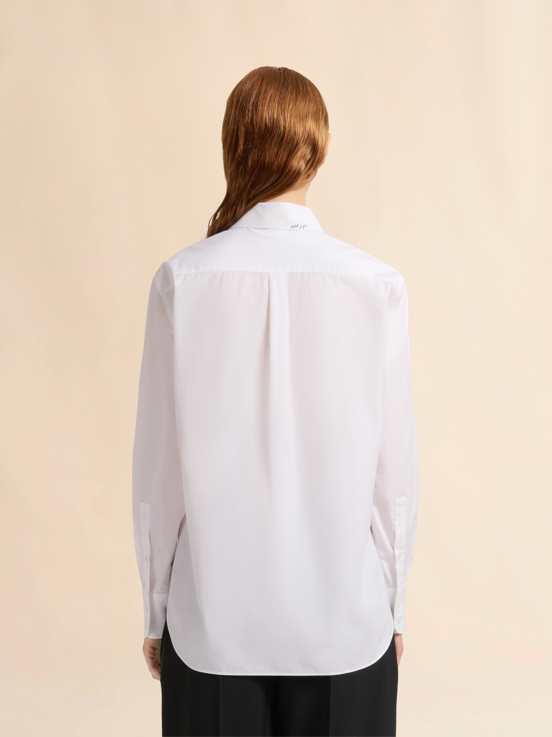 ホワイト オーガニックポプリン製シャツ、マルニメンディング装飾 | Marni