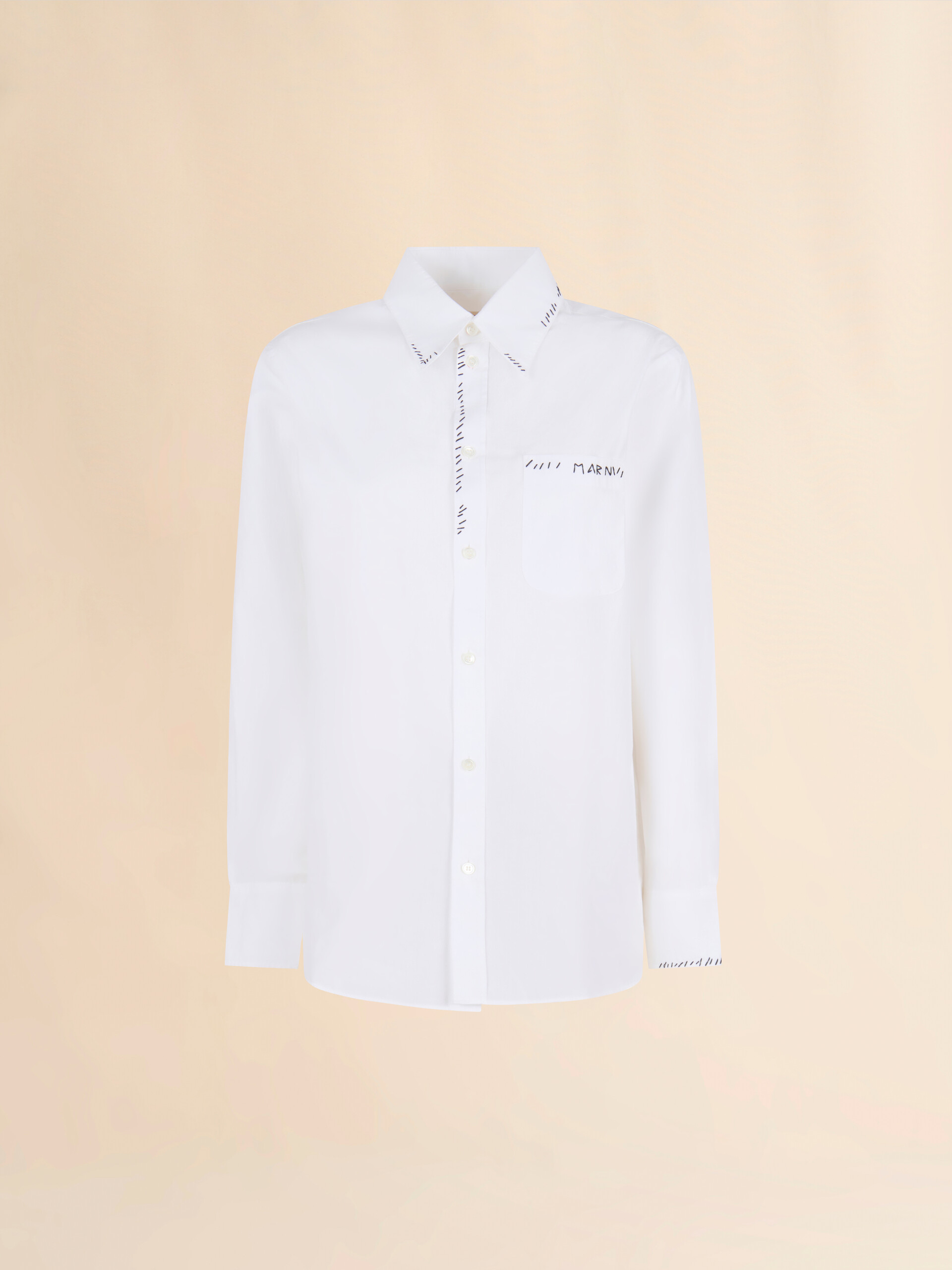 White organic poplin shirt with Marni Mending | Marni