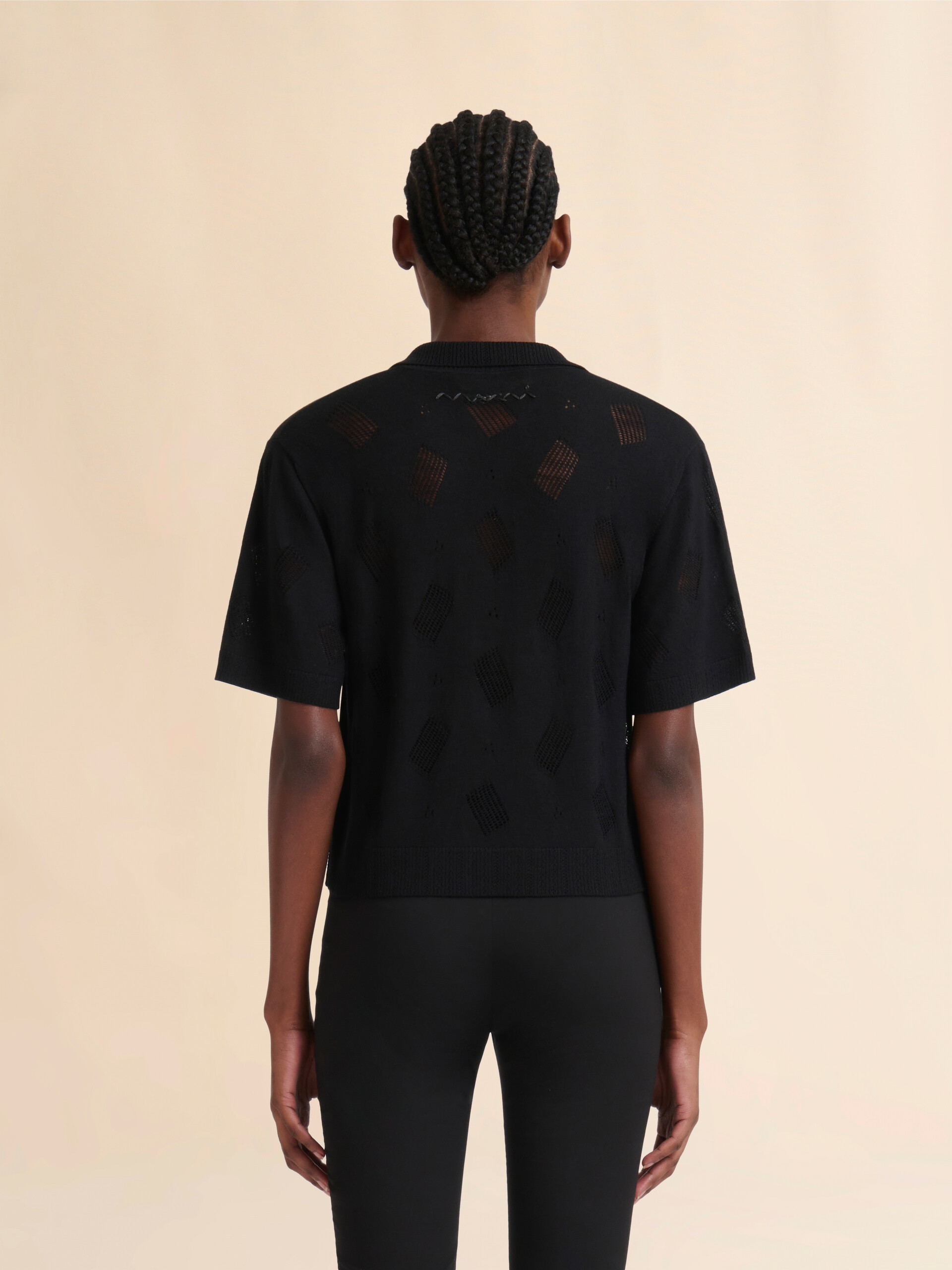Black wool-silk knit openwork shirt | Marni