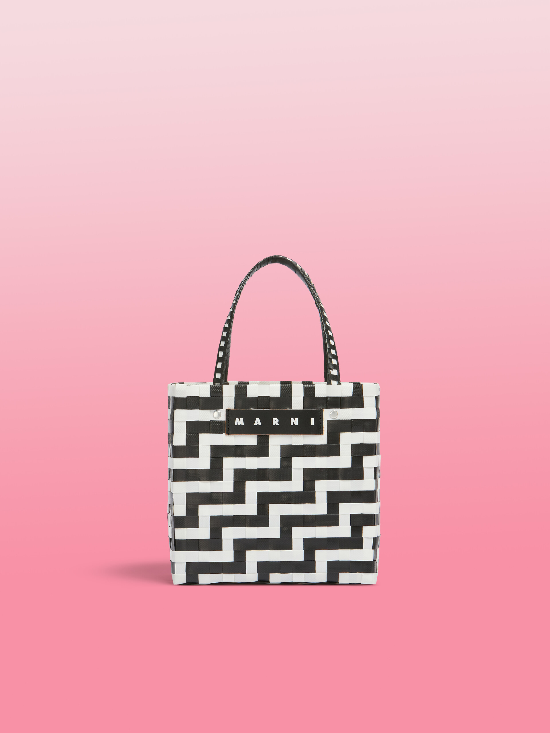 ピンク ブラック チェック MARNI MARKET ミニバスケットバッグ | Marni