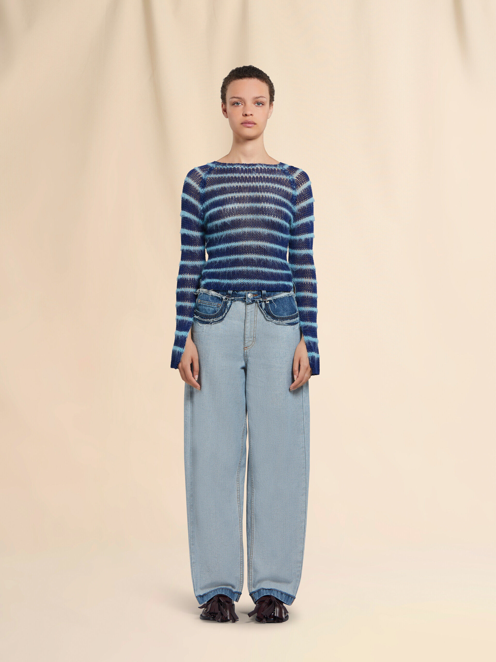 Blue inside-out denim carrot-fit jeans | Marni