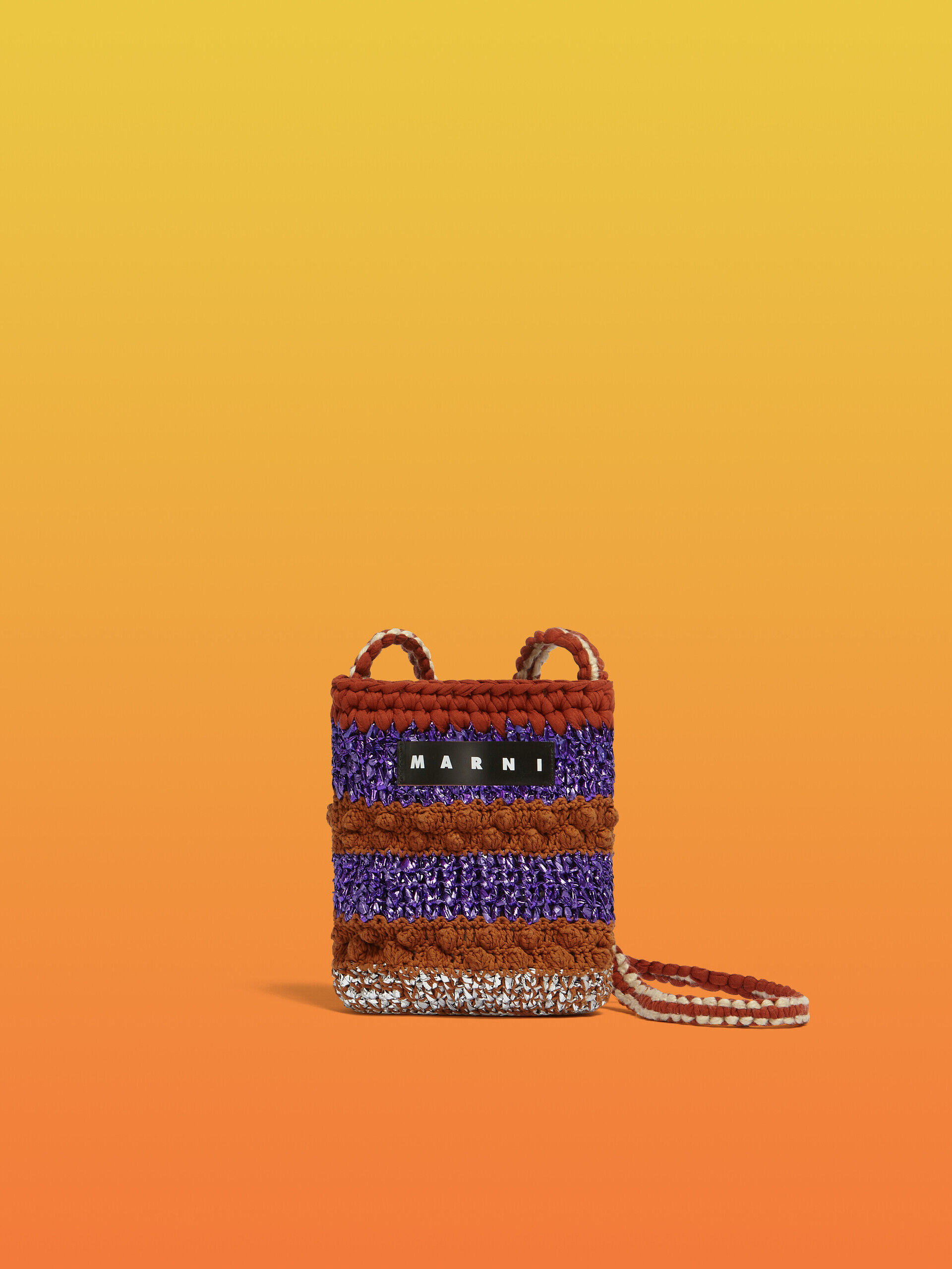 ブラウン パープル ボブルニット MARNI MARKET ミニクロスボディバッグ