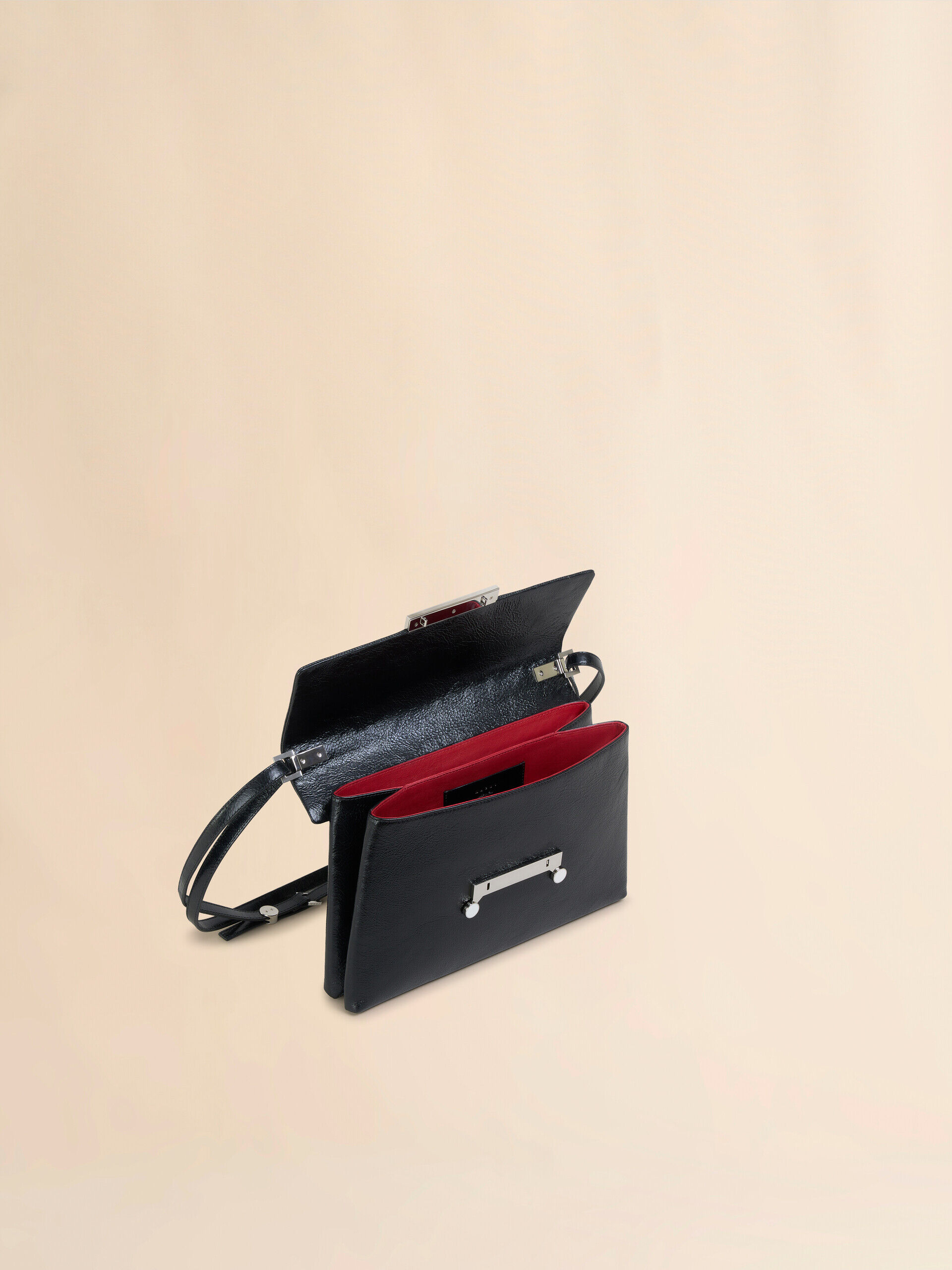 Black craquelé patent leather medium Envelope bag | Marni