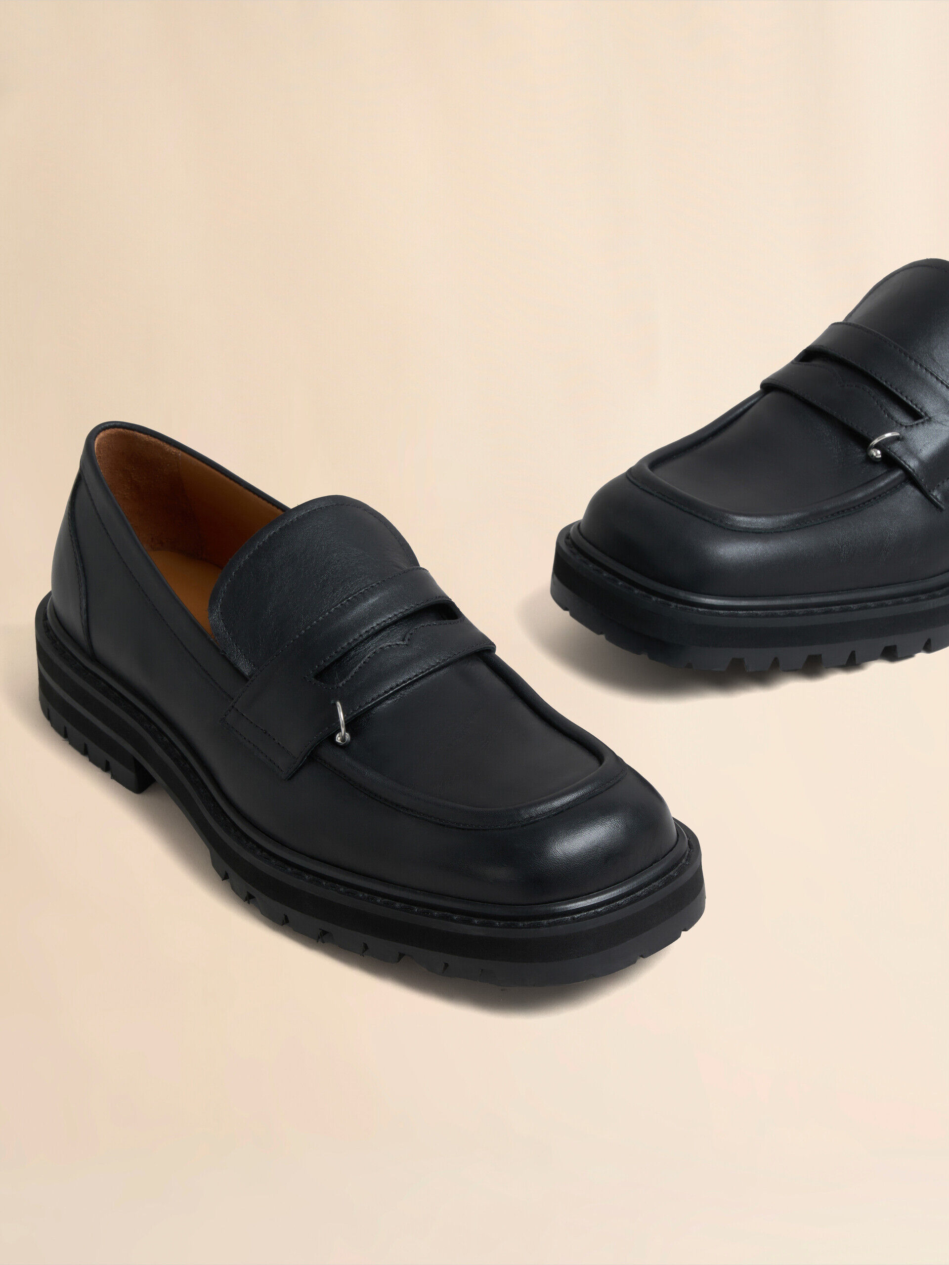 Black leather Piercing 2.0 chunky loafer | Marni