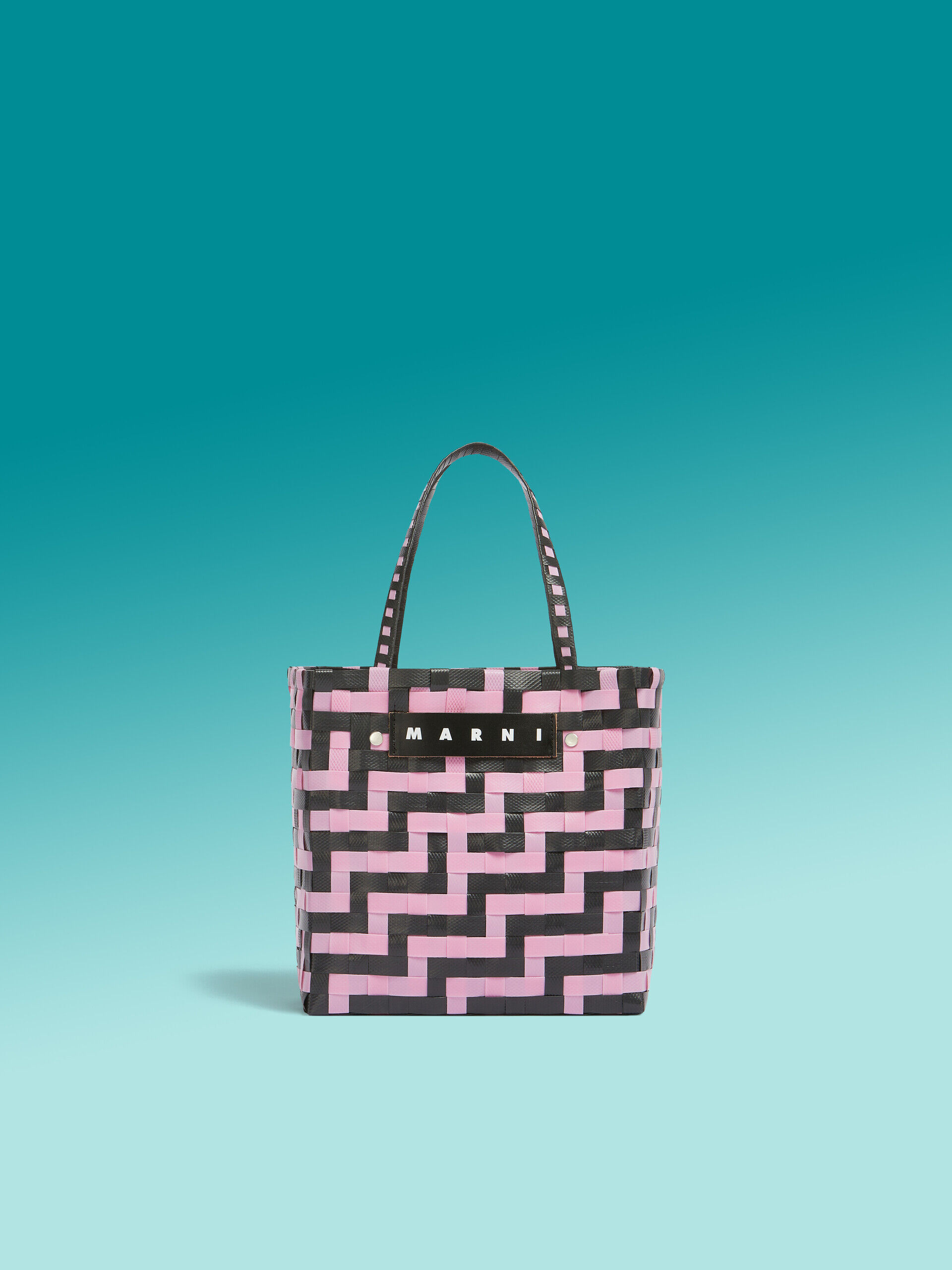 ピンク ブラック チェック MARNI MARKET ミニバスケットバッグ | Marni