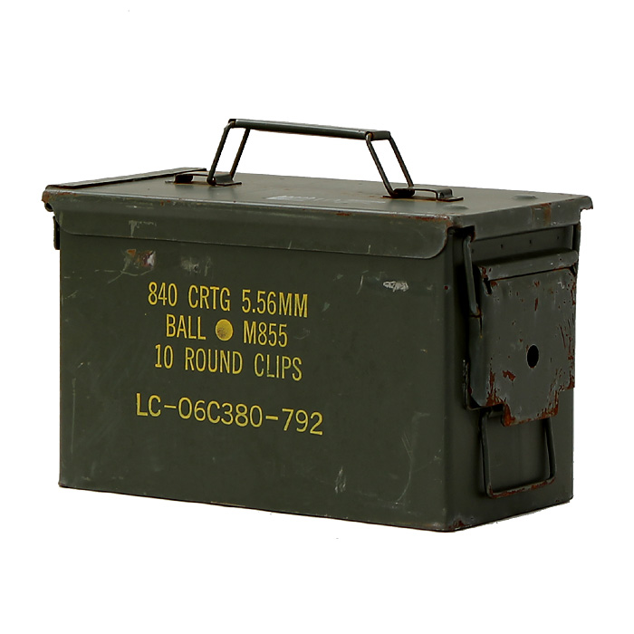 US(米軍)現用 AMMO BOX(弾薬箱)/5.56mm弾用/マーキング付/実物・良の上
