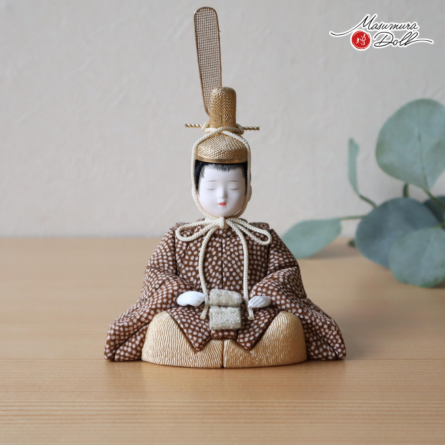 最新作 木村一秀作 桃山雛(ブラウンドット) 手描き桜収納箱飾り 木製