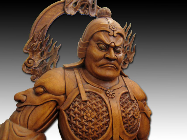 四天王の多聞天、増長天、広目天、持国天の木彫仏像 （木漆仕上）の