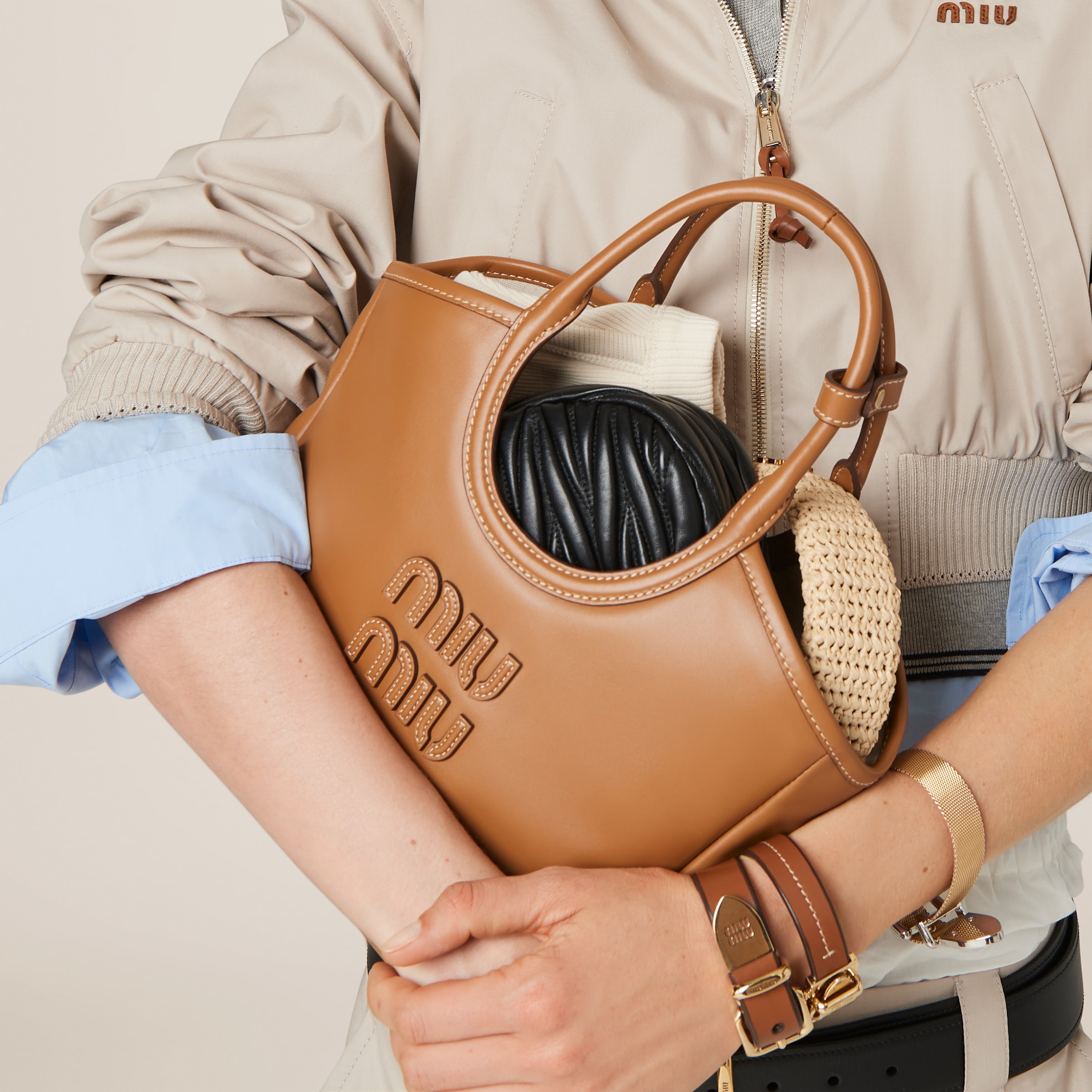 Cognac Ivy Leather Bag | Miu Miu