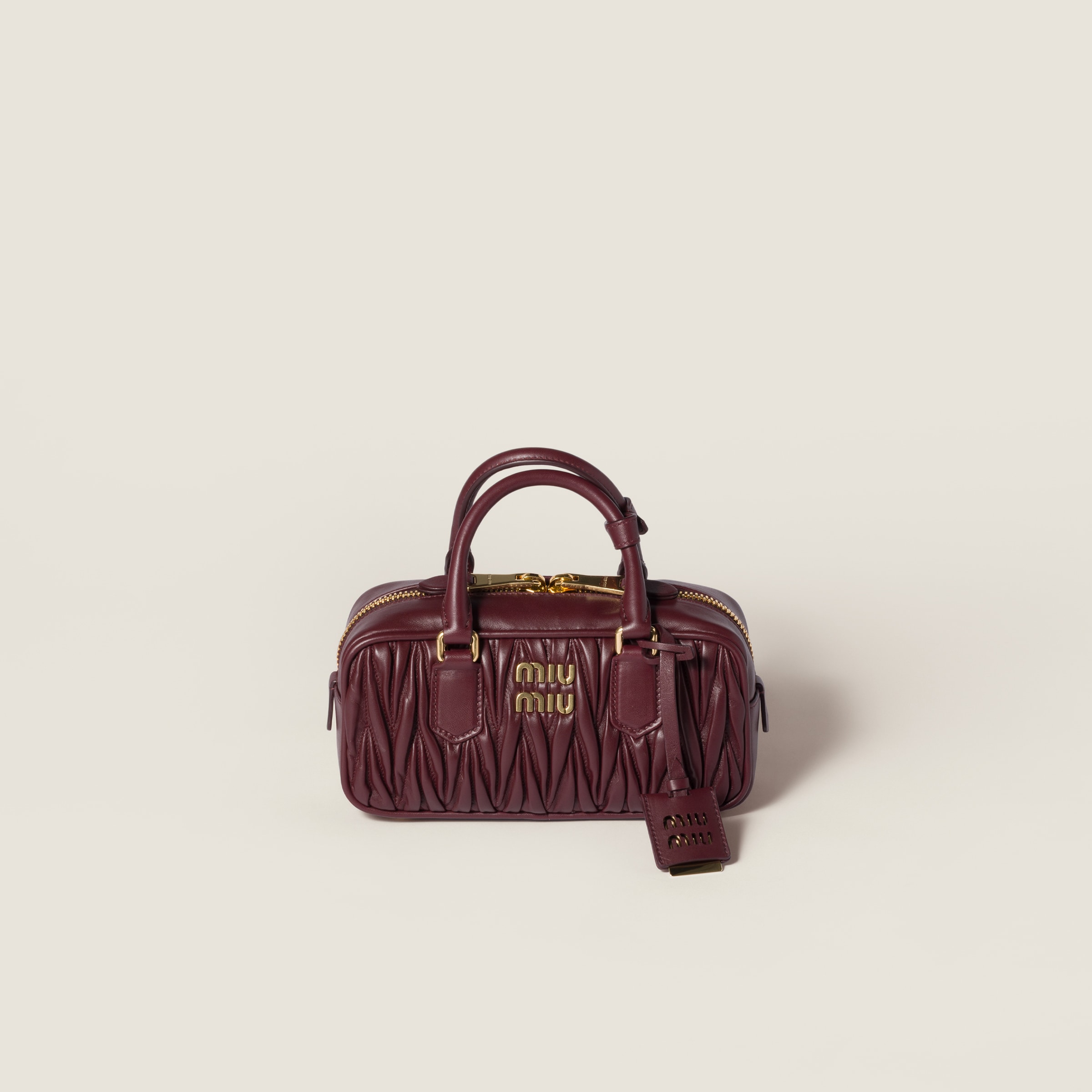 Burgundy Arcadie Matelassé Nappa Leather Bag | Miu Miu