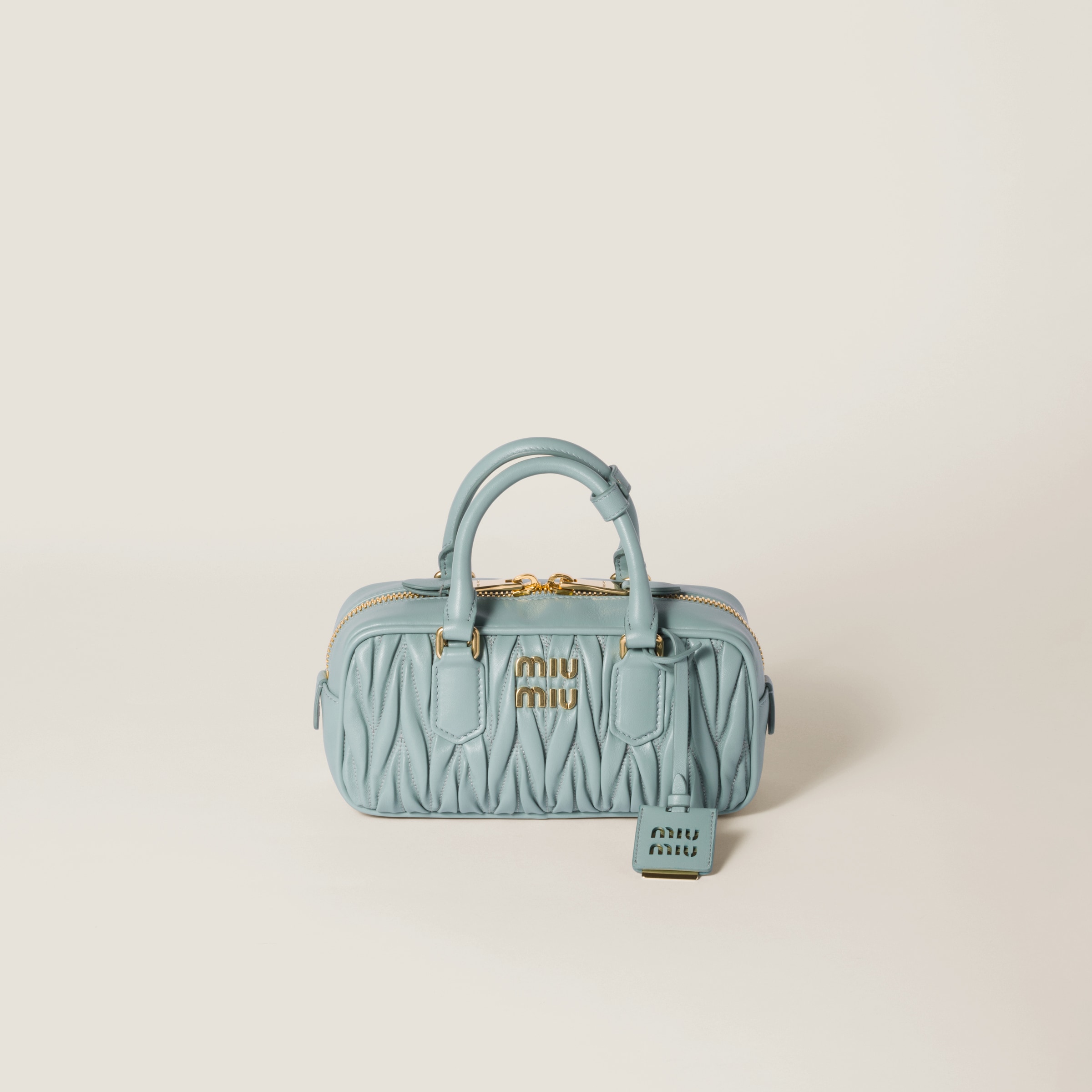 Powder Blue Arcadie Matelassé Nappa Leather Bag | Miu Miu