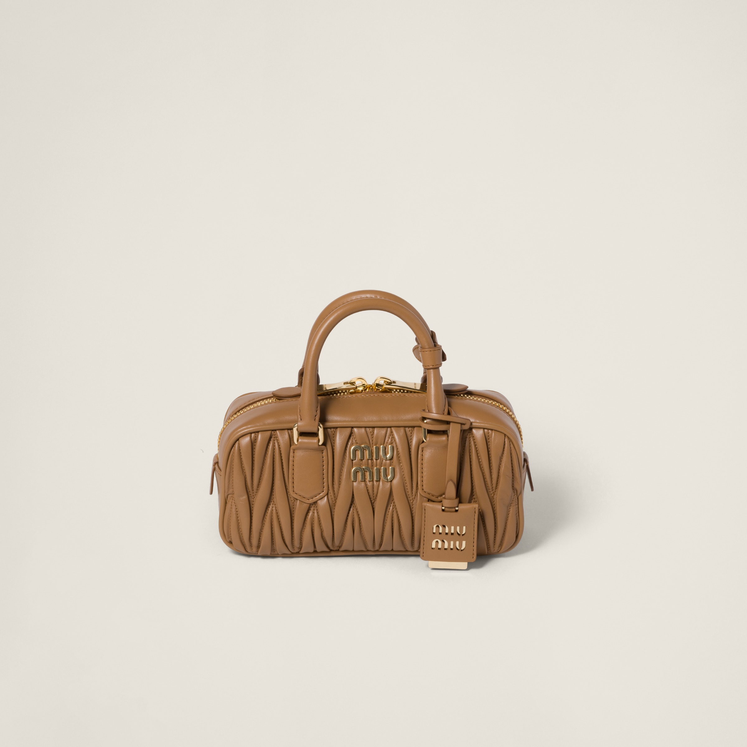 Cocoa Brown Arcadie Padded Suede Top-handle Bag | Miu Miu