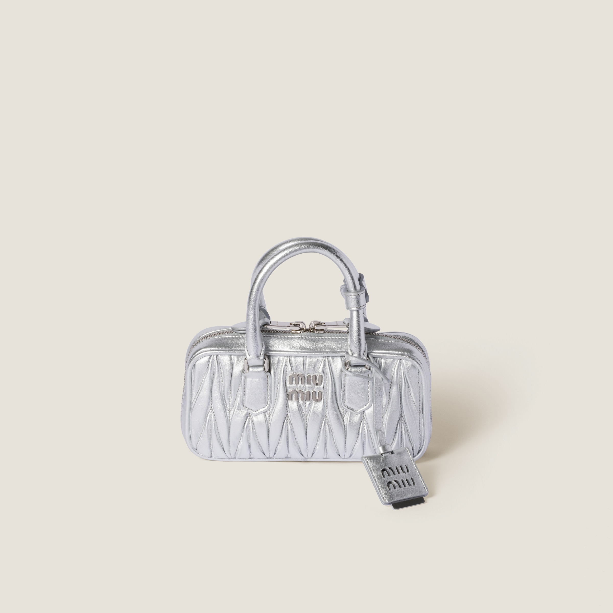 Silver Arcadie Matelassé Nappa Leather Mini-bag | Miu Miu