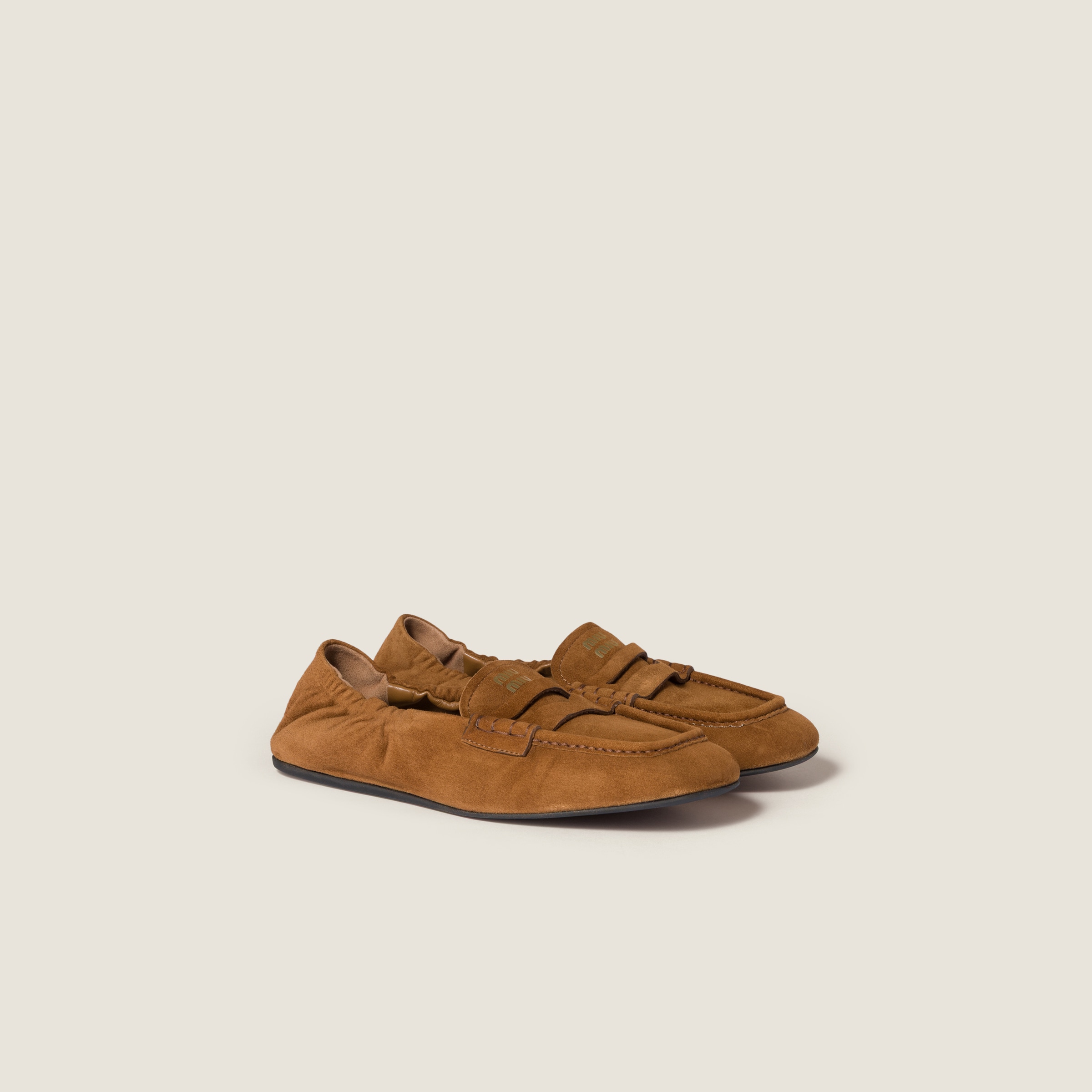 Oak Ruches Suede Loafers | Miu Miu