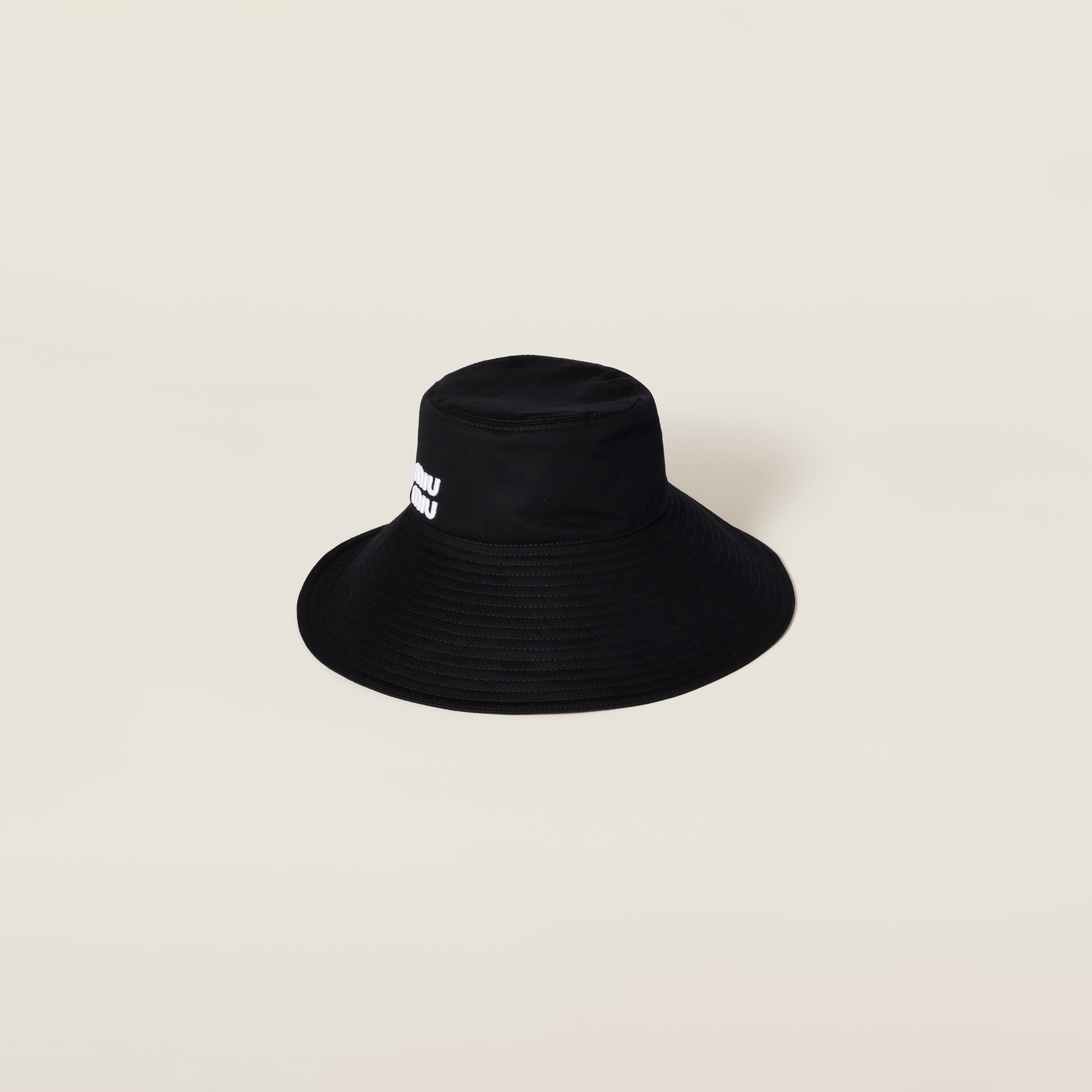 Black/white Drill Bucket Hat | Miu Miu