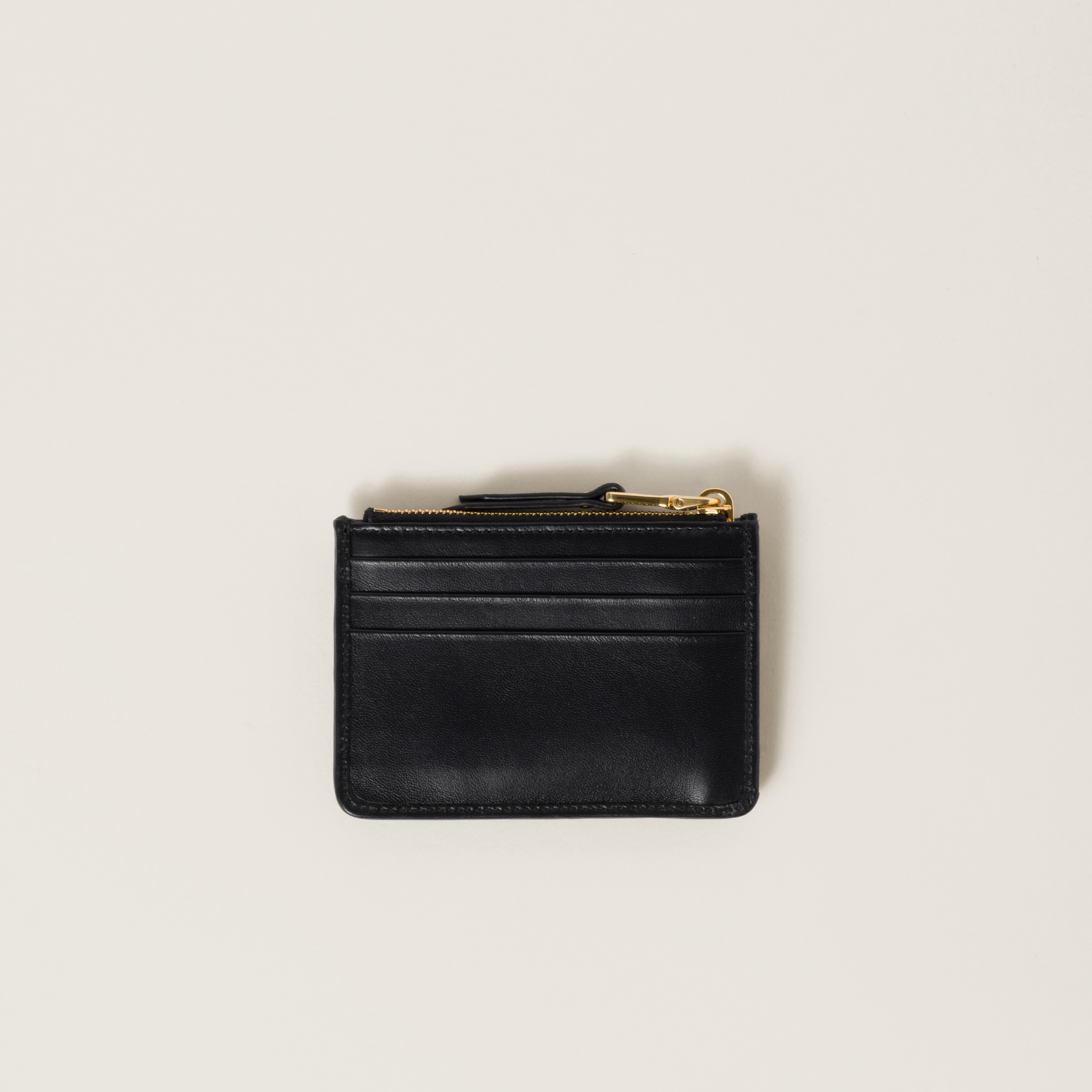 Black Matelassé Nappa Leather Card Holder | Miu Miu