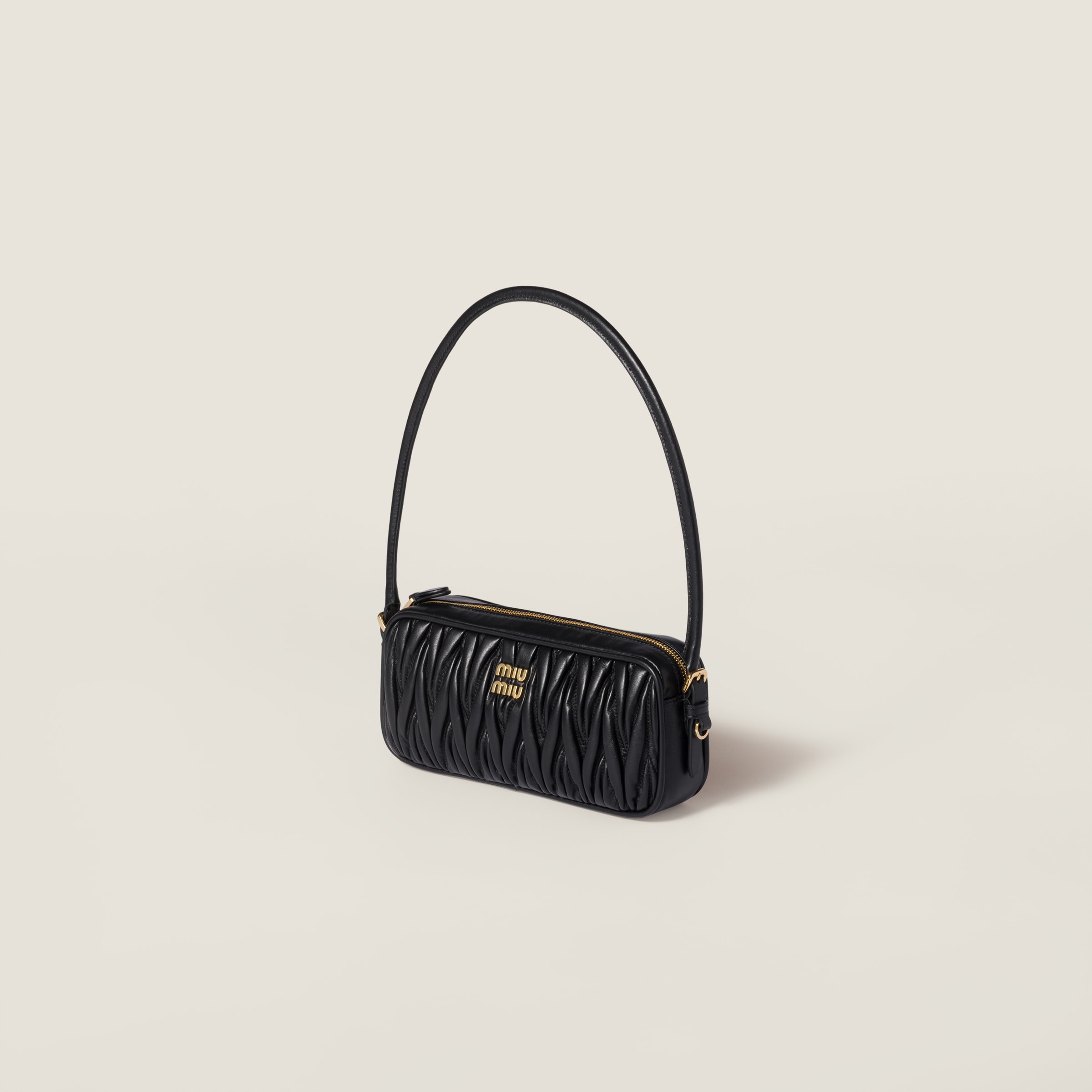 Black Matelassé Nappa Leather Pouch | Miu Miu