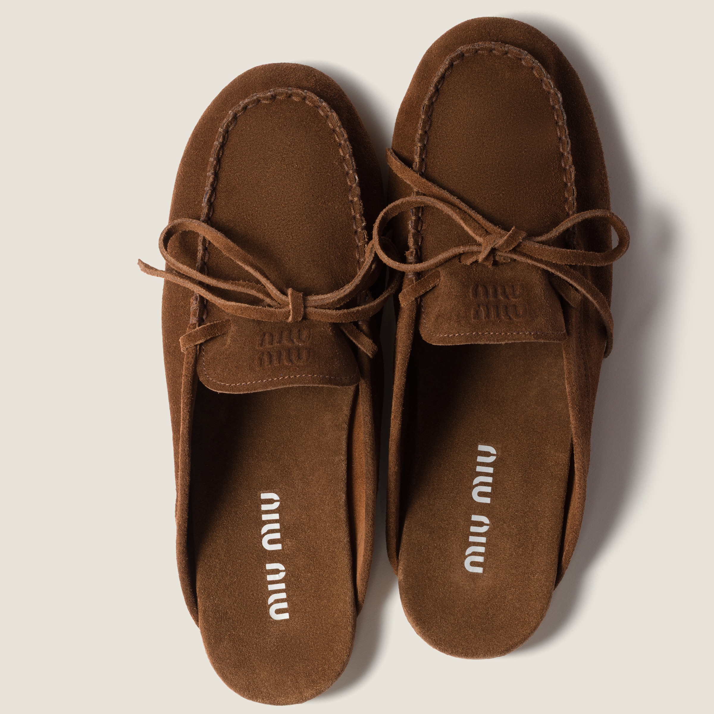 Cocoa Brown Suede Mules | Miu Miu