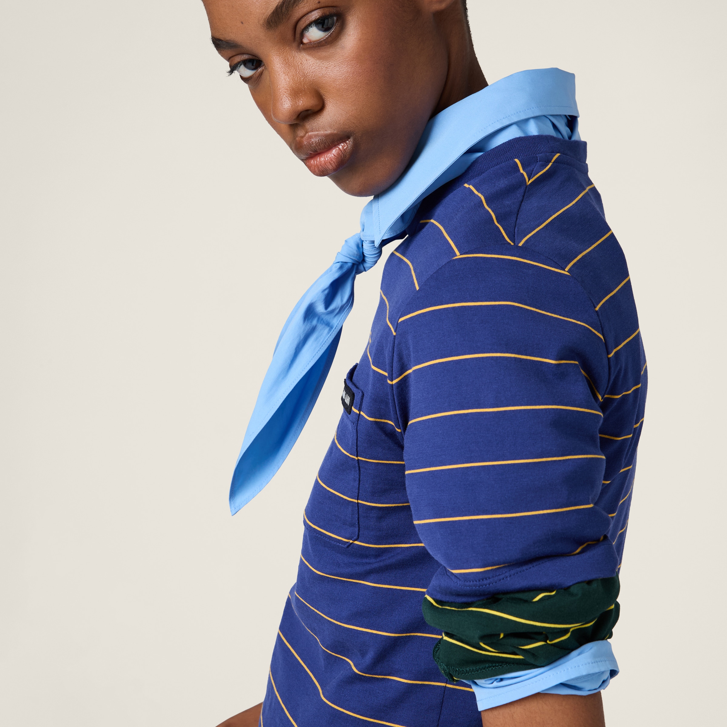 Ink Blue/topaz Jersey T-shirt | Miu Miu