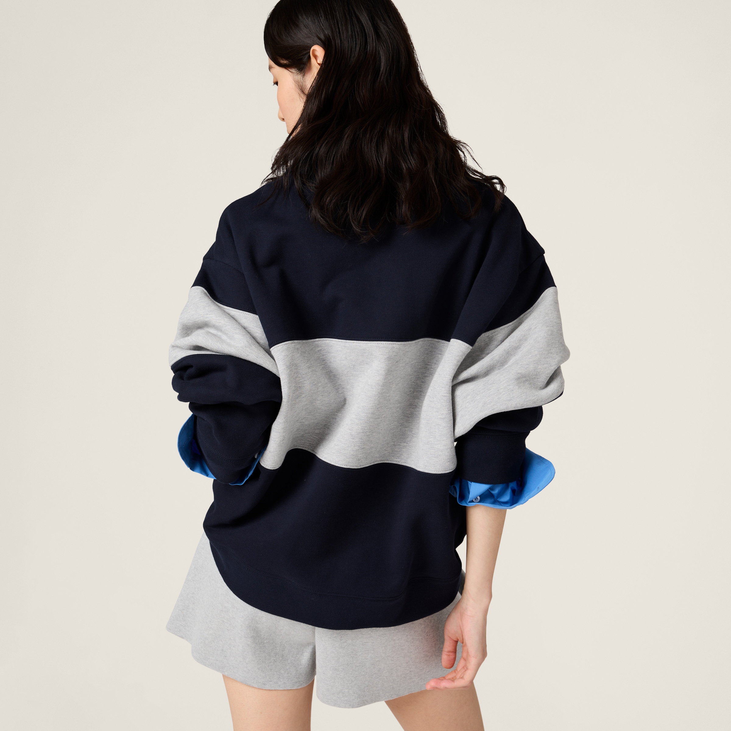 Blue/grey Half-zip Cotton Sweatshirt | Miu Miu