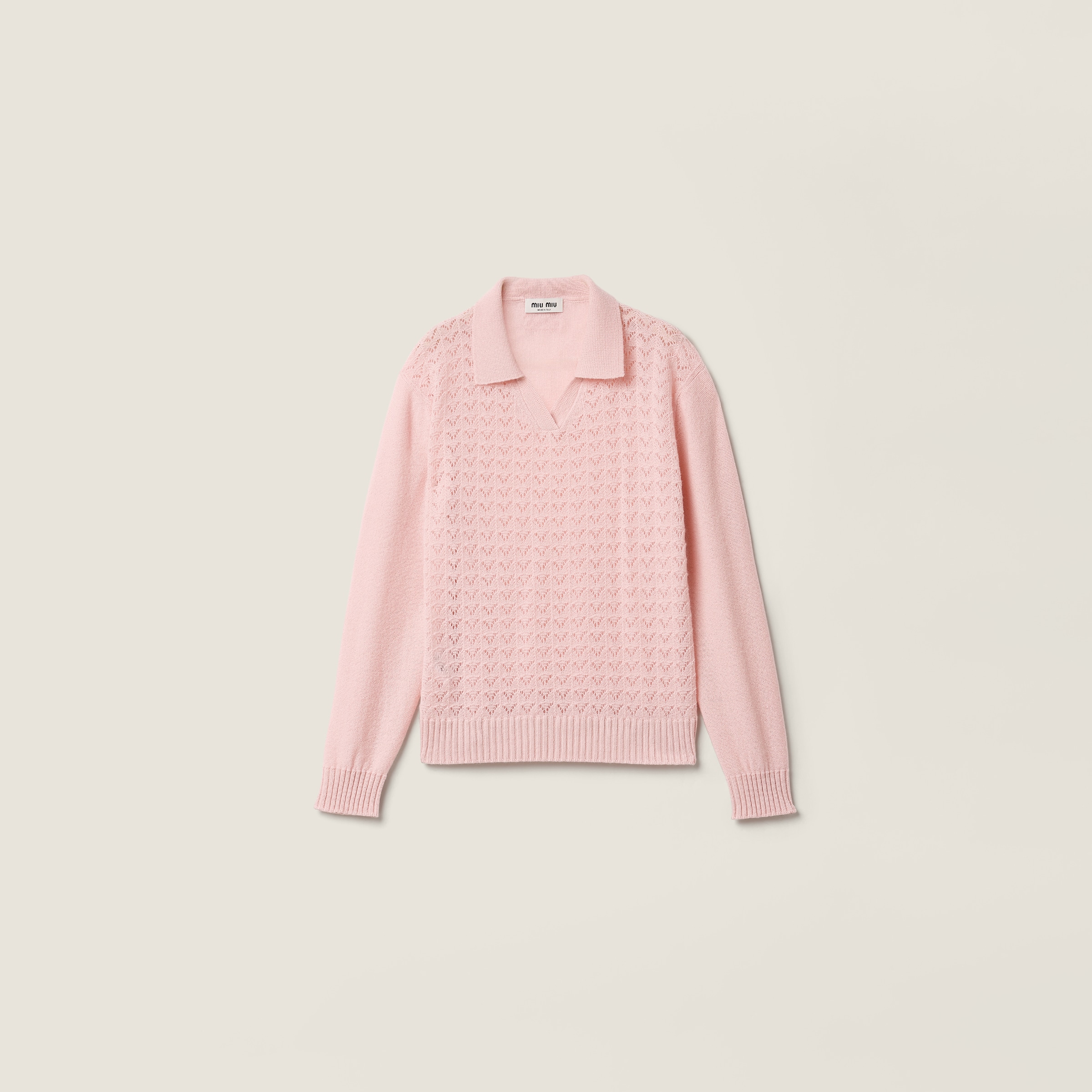 アルビノホワイト カシミヤ ニット カーディガン | Miu Miu