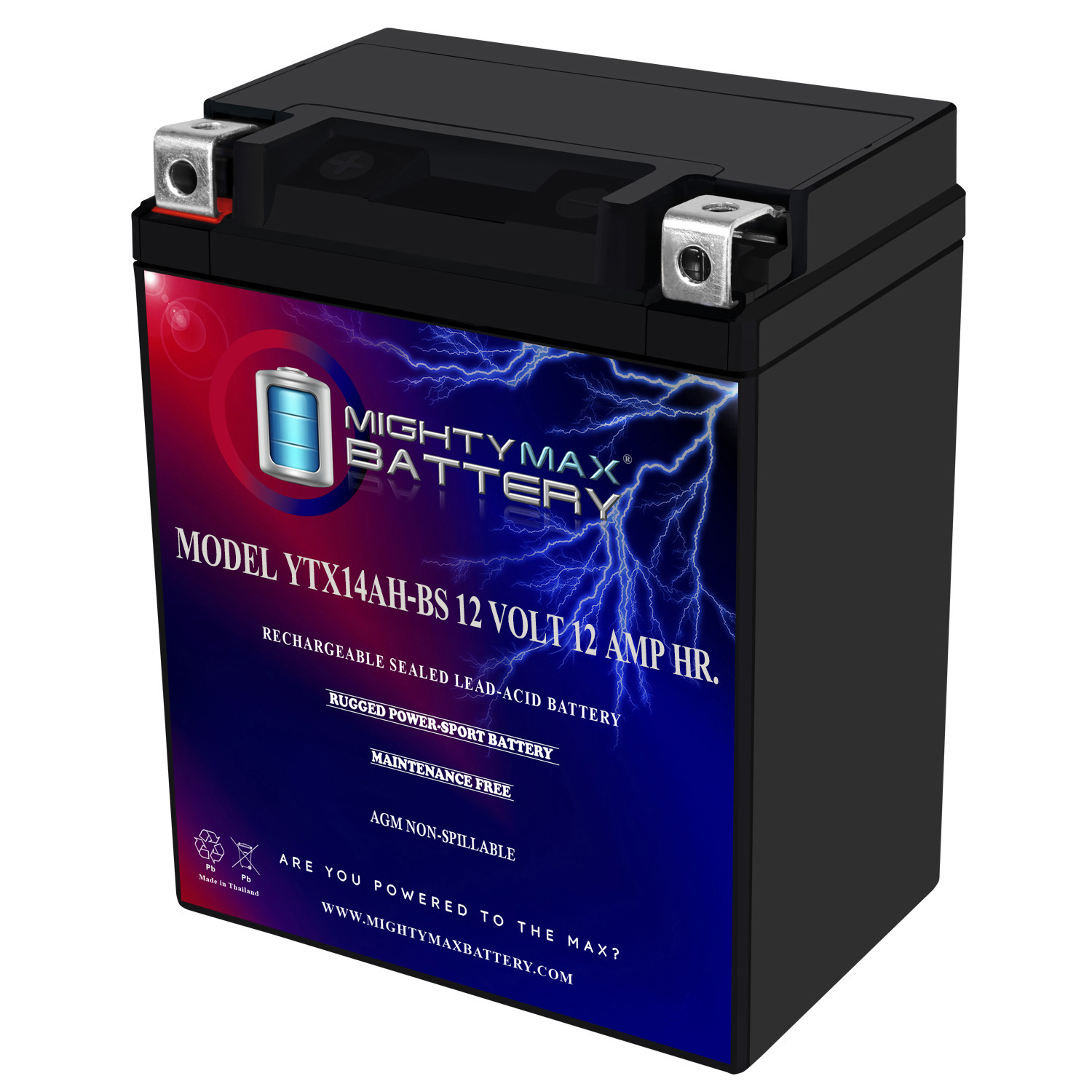 YTX14AH-BS 12V 12Ah Battery Replaces Kawasaki Mule 610 610XC 05-16