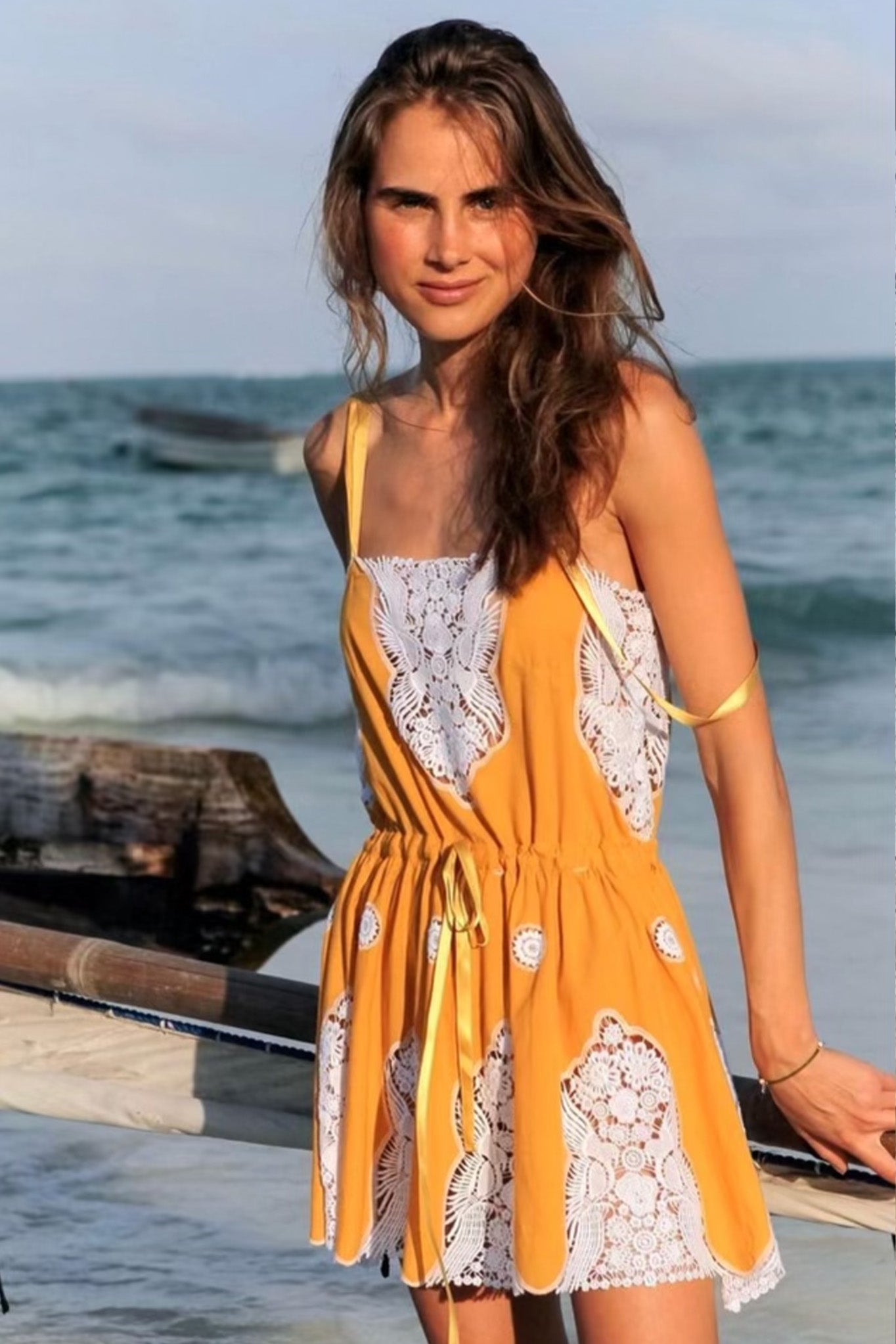 Brielle Falcon Embroidery Mini Dress - Passionfruit – Miguelina