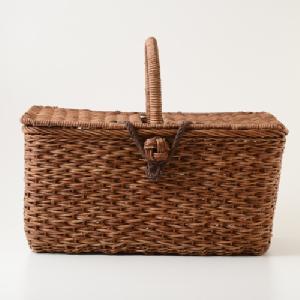 あけび 角 ふた付き小松編みバスケット ｜ みんげい おくむら （日本と