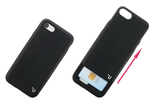 iPhone X【+U】Kyle/Slide式カード収納ハイブリットケース/ブラック