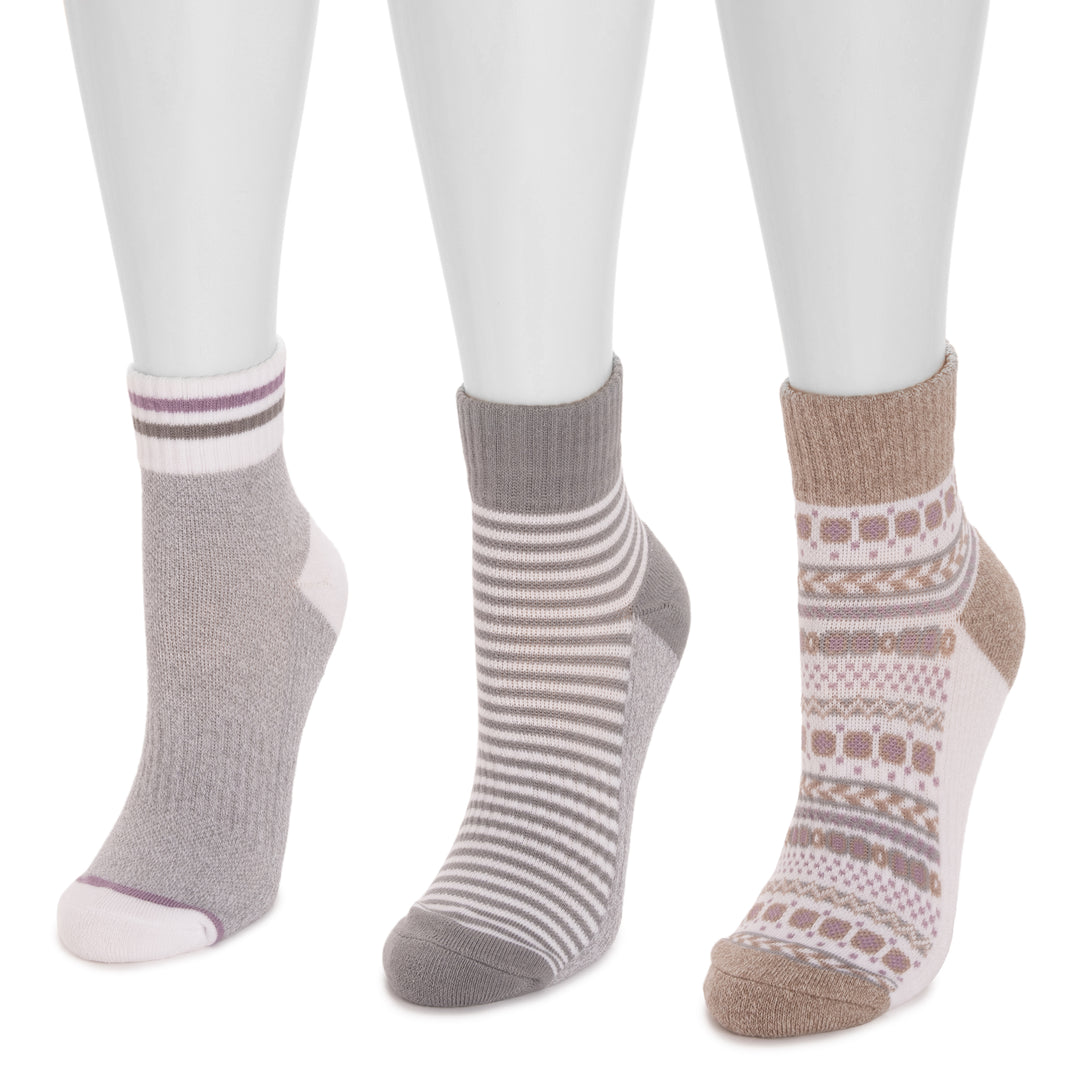 Women's 3 Pair Pack Quarter Crew Cotton Compression Sock – MUK LUKS