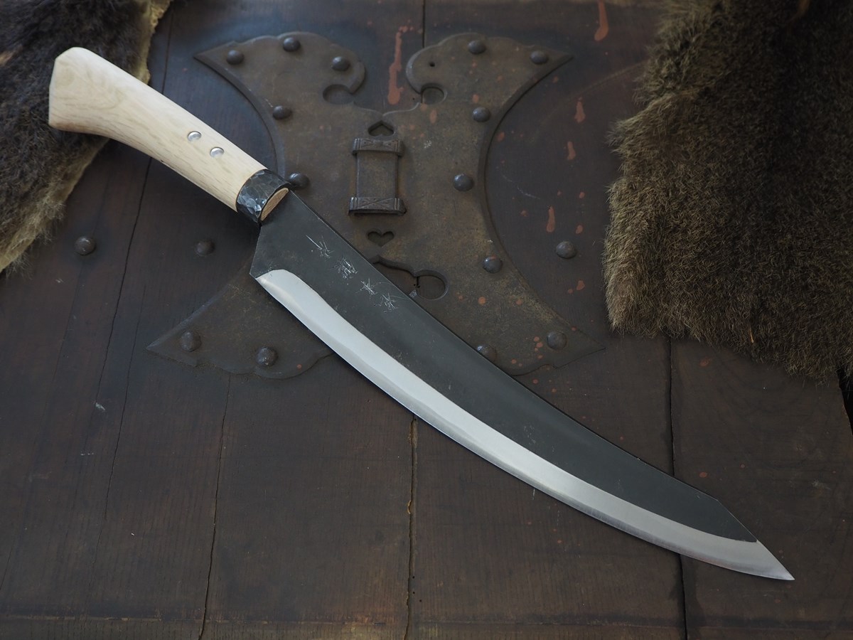 松本鍛作 伝古式「剣山刀」9寸・両刃 | 和式鍛造ナイフ専門店 宗正刃物