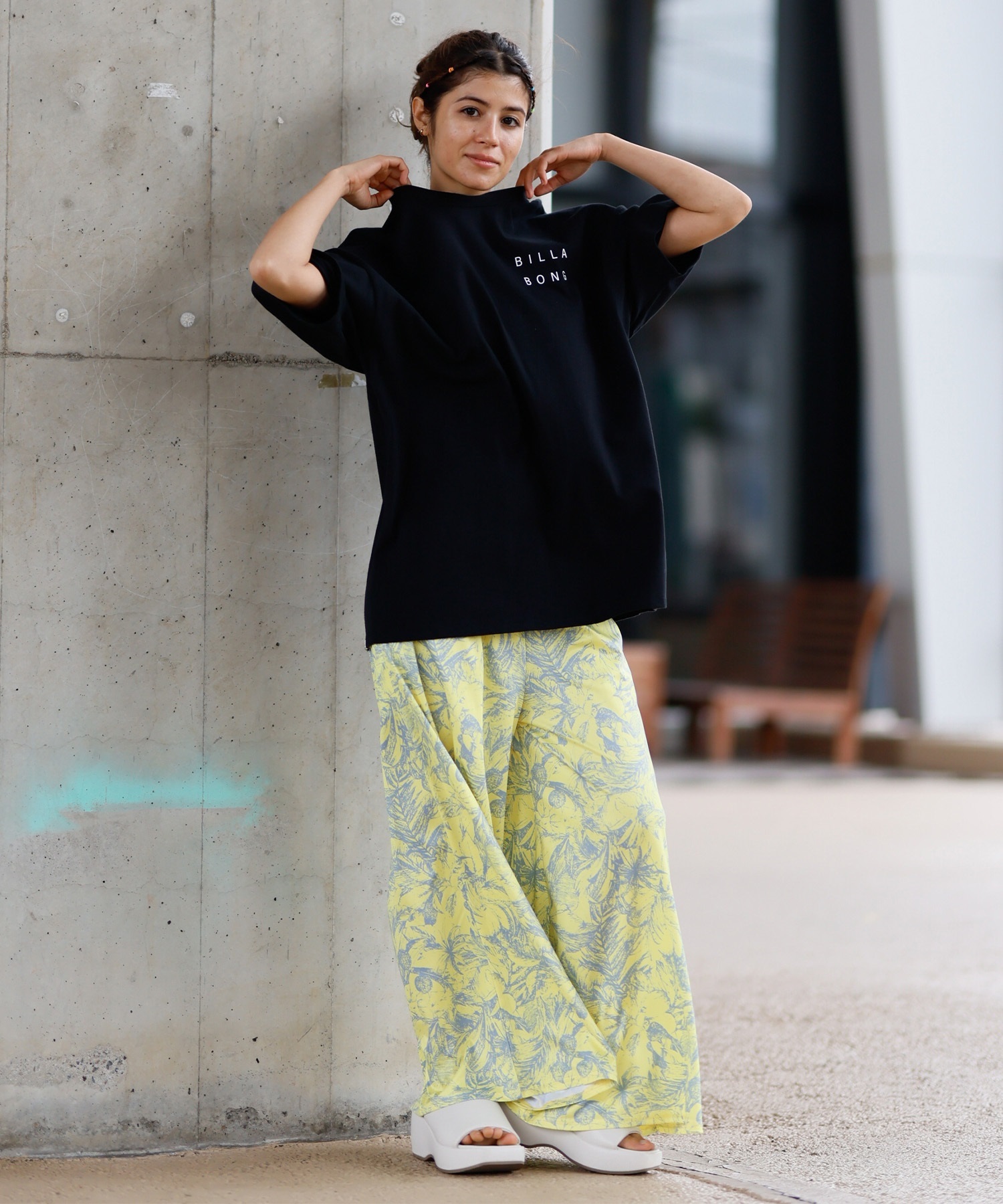 BILLABONG ビラボン 半袖 Tシャツ レディース バックプリント オーバー